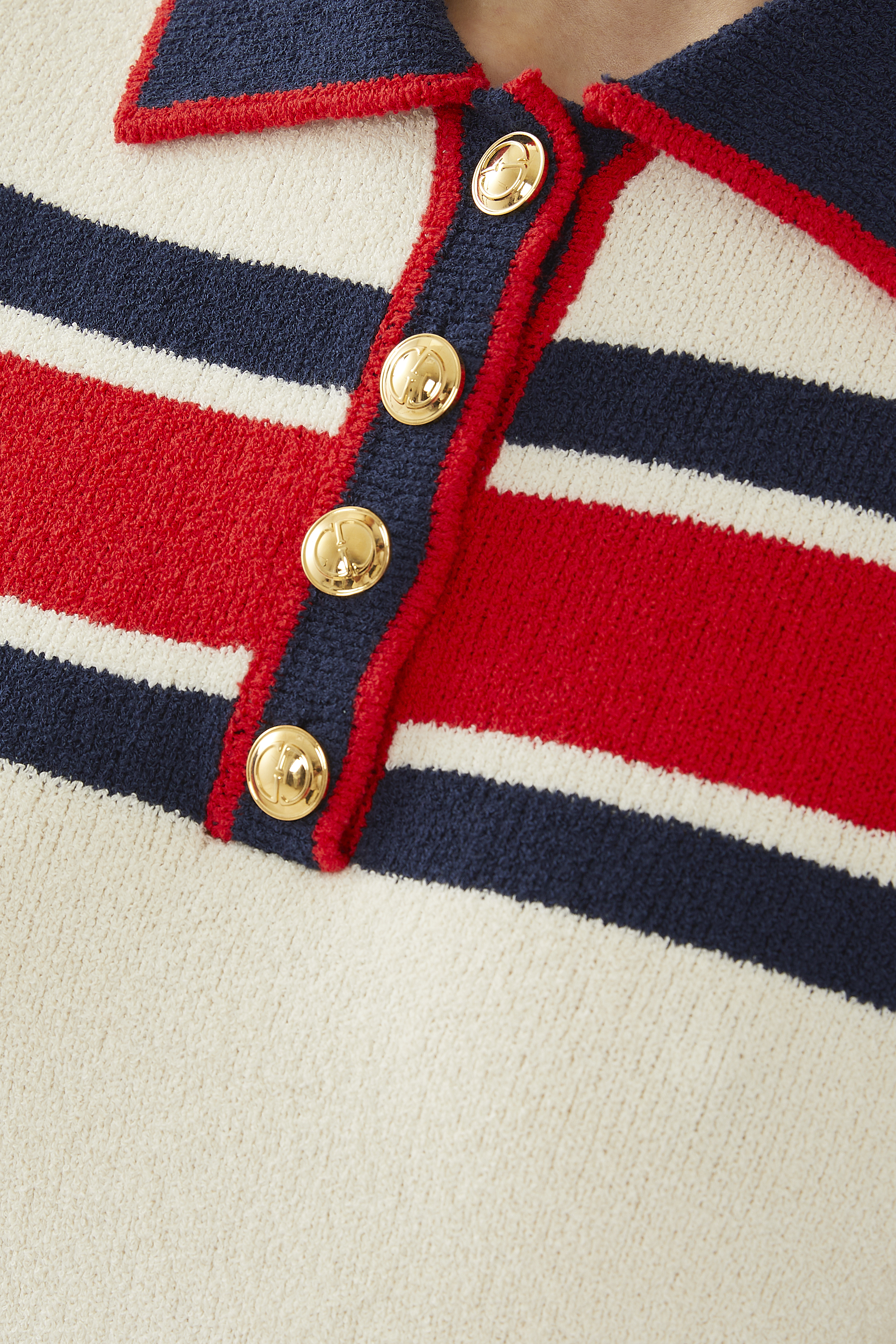 Cotton Striped Polo Top