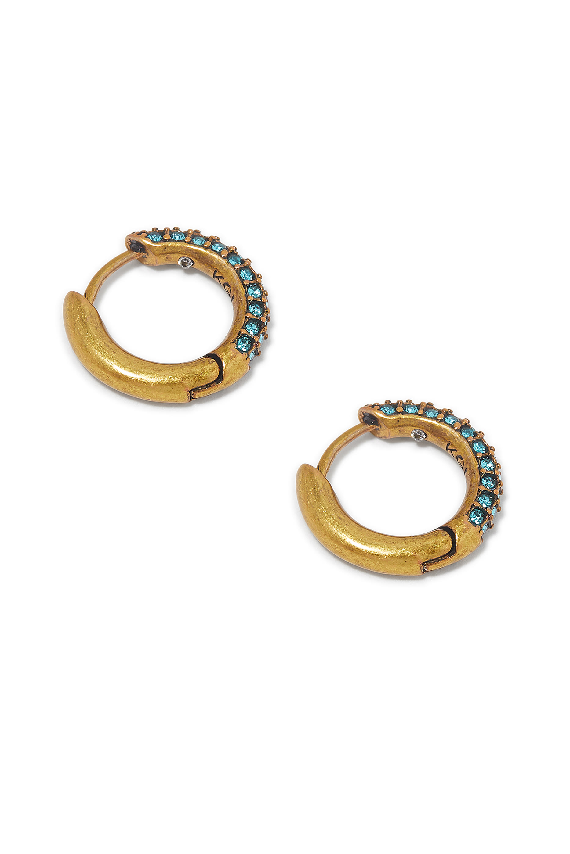 Pave Huggies Earrings, Brass