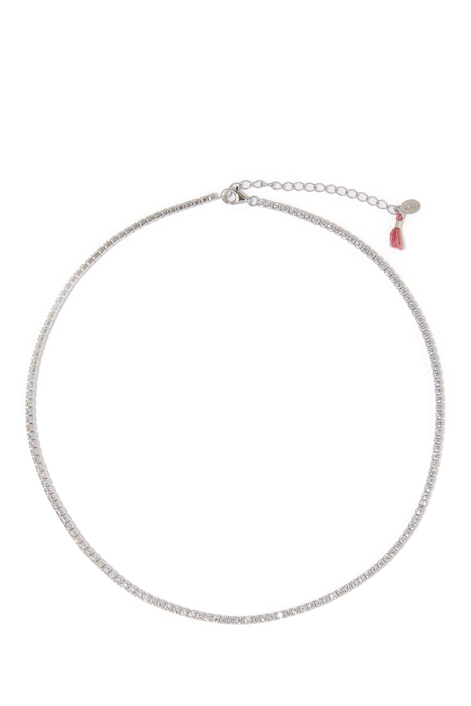 Tennis Diamond Necklace, 14ct Vermeil on Sterling Silver & Round Cubic Zirconia