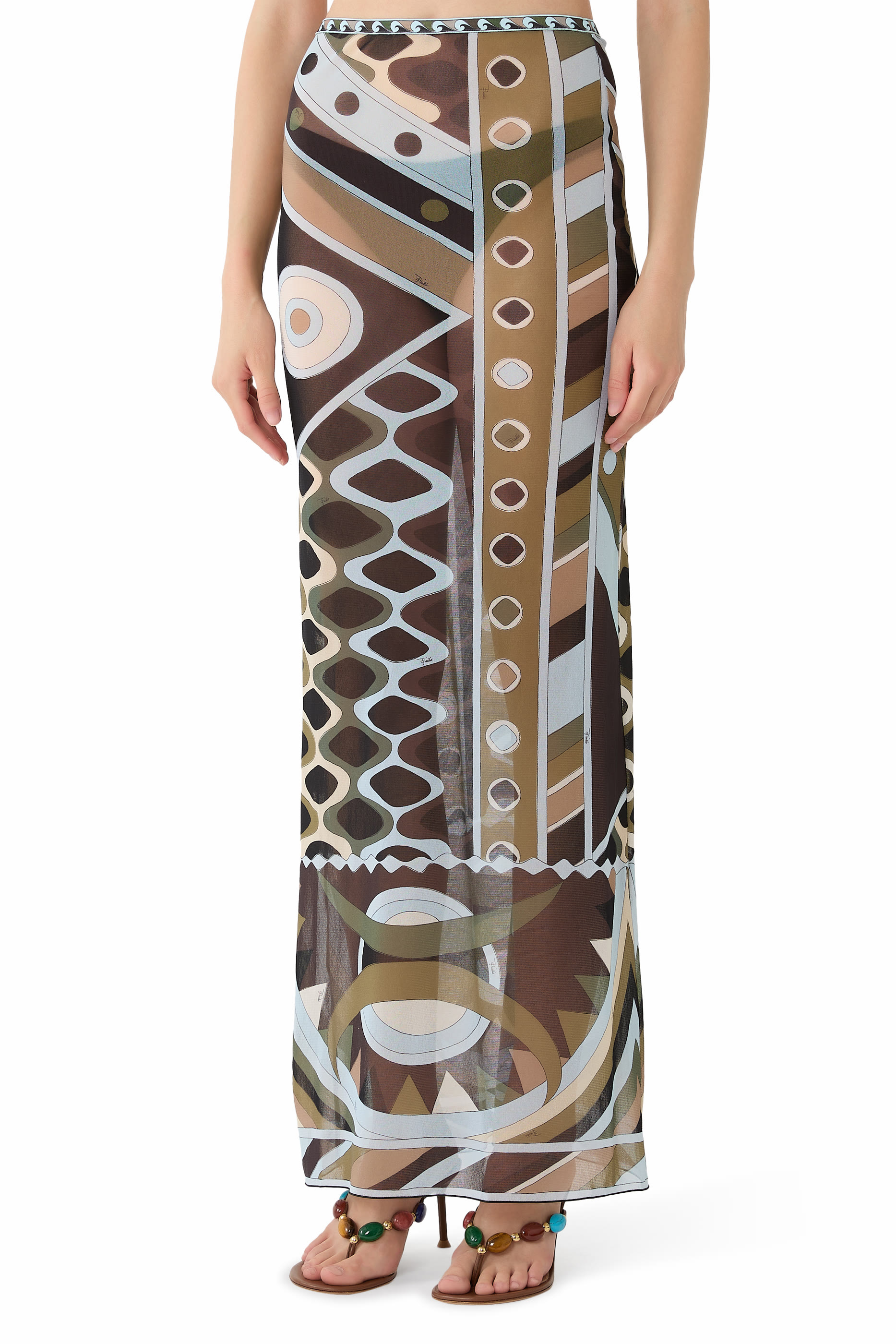 Vivara Print Long Tulle Skirt