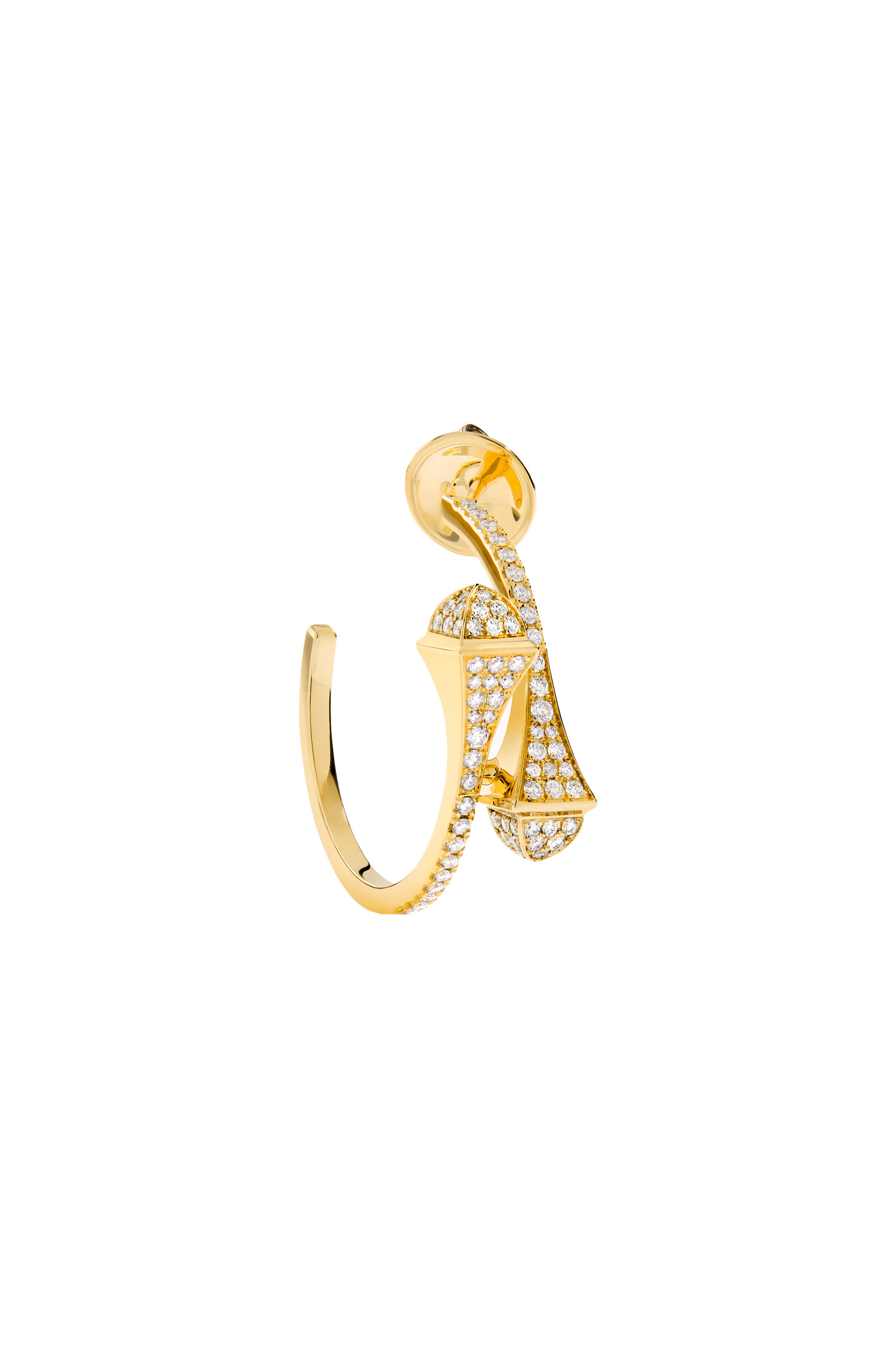 Cleo Small Hoop Earrings, 18k Yellow with Gold Full Diamonds
