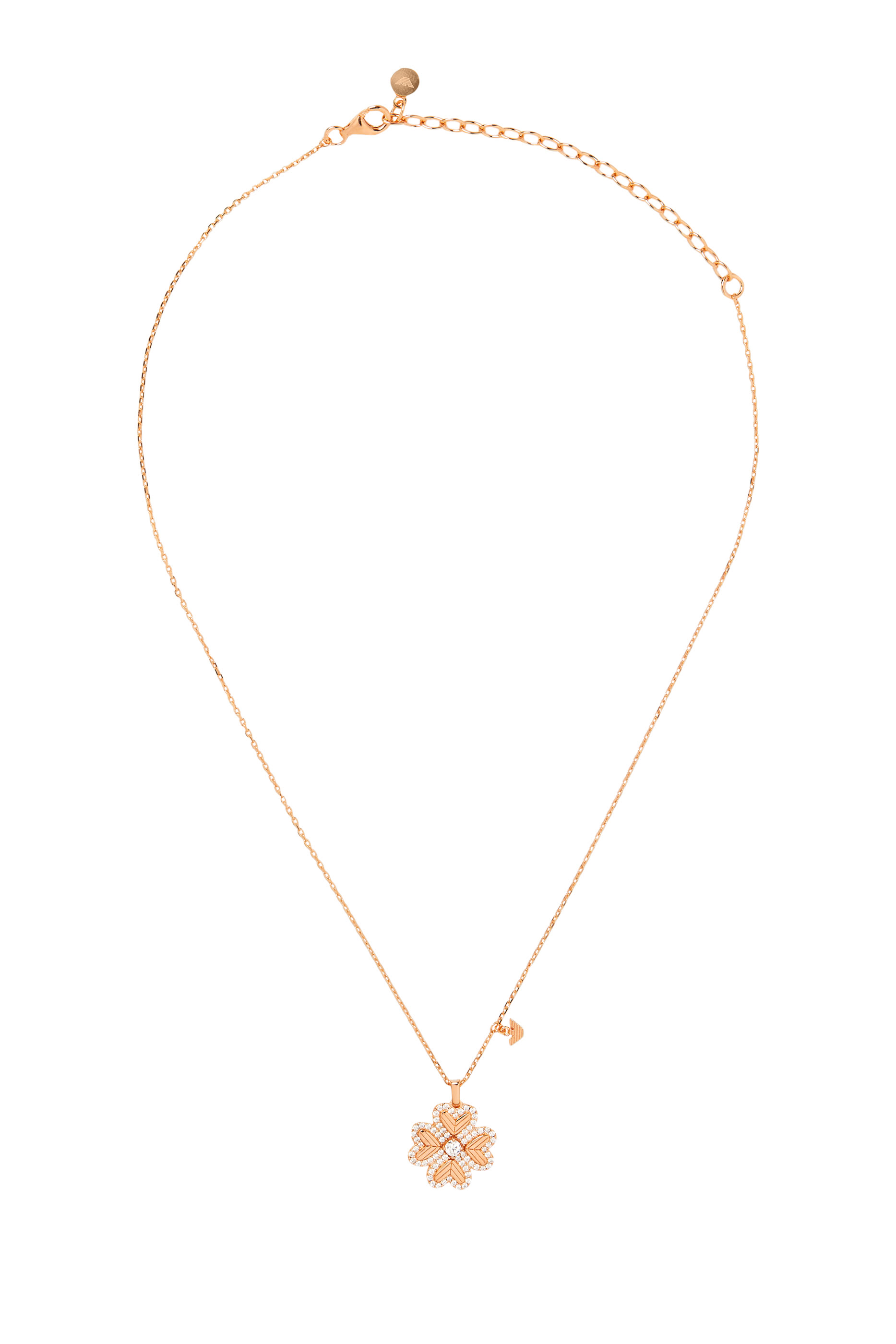 Pendant Necklace, Rose Gold-Tone Sterling Silver & Cubic Zirconia