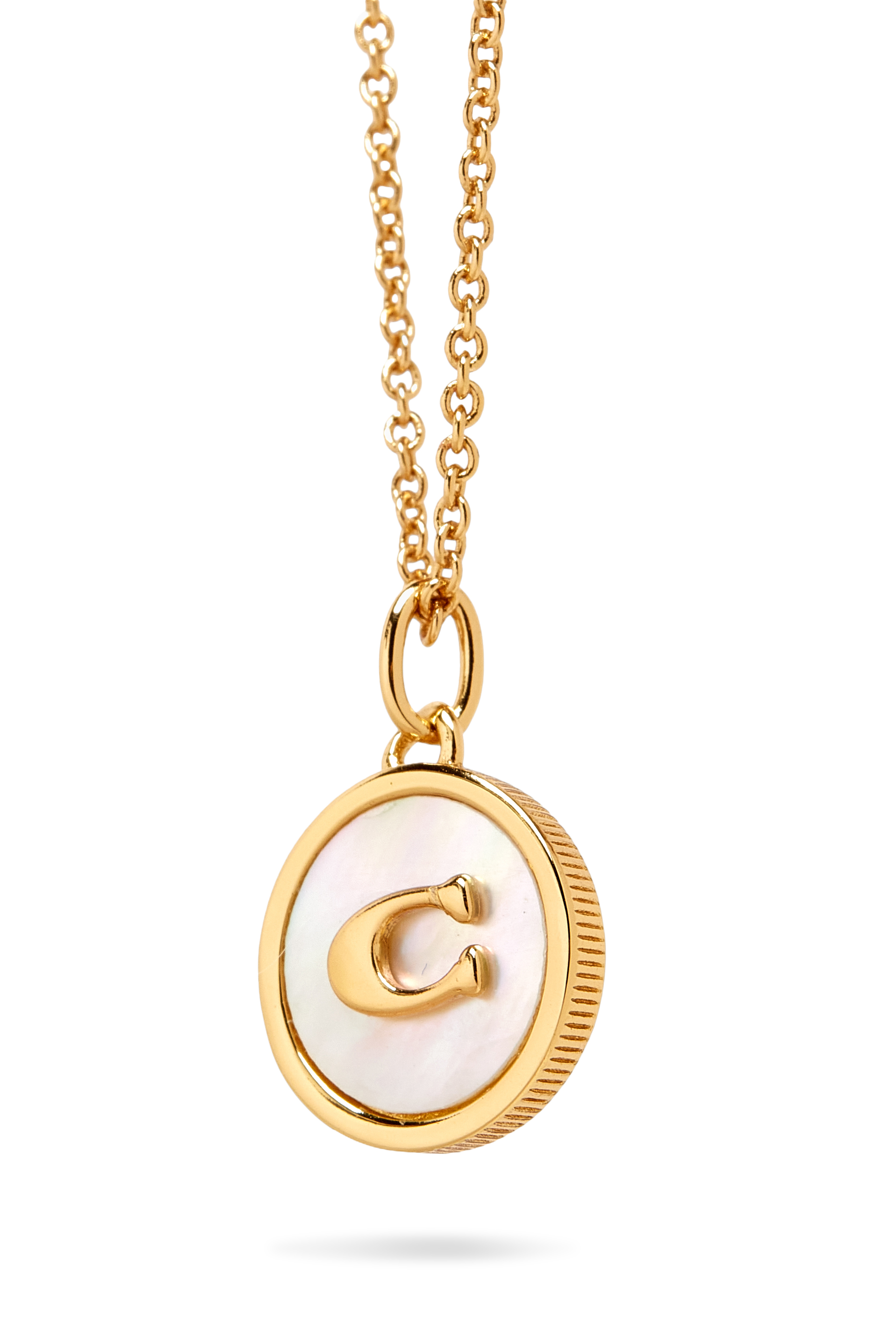Signature Coin Pendant Necklace, Mother of Pearl