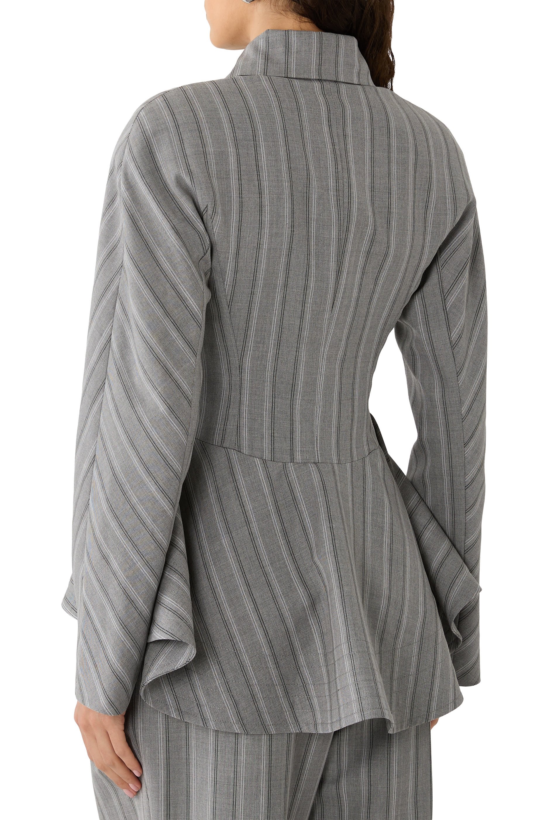 Striped Tailored Peplum Jacket