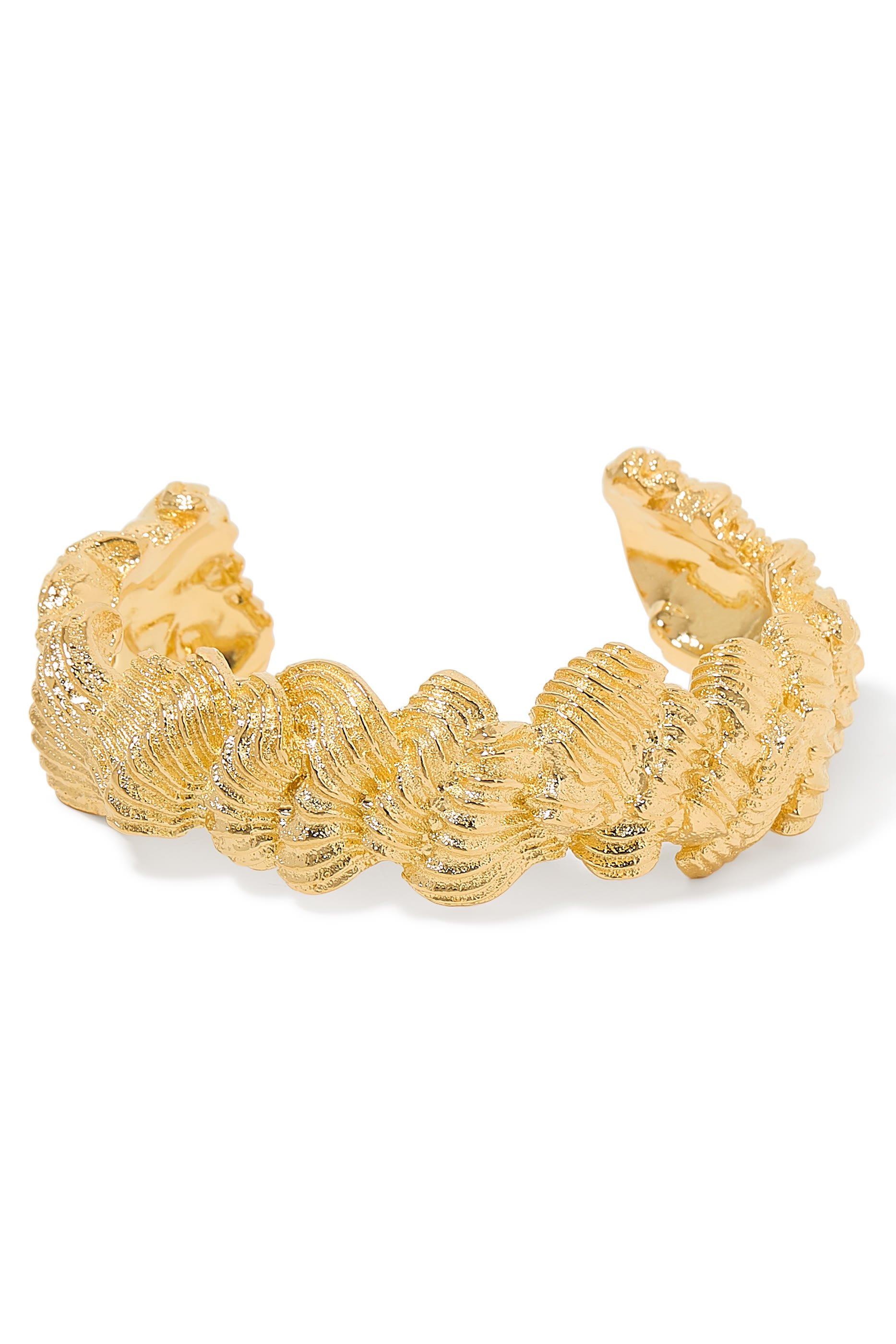 Cuff Bracelet, 18K Yellow Gold Plated Brass