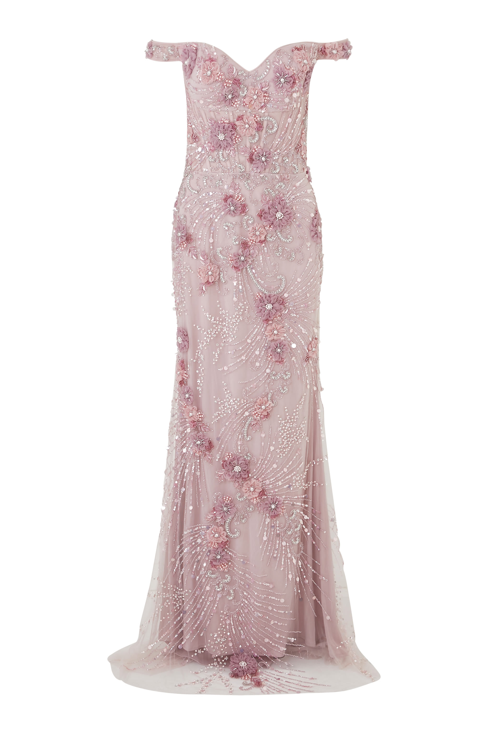 Off Shoulder Beaded Gown