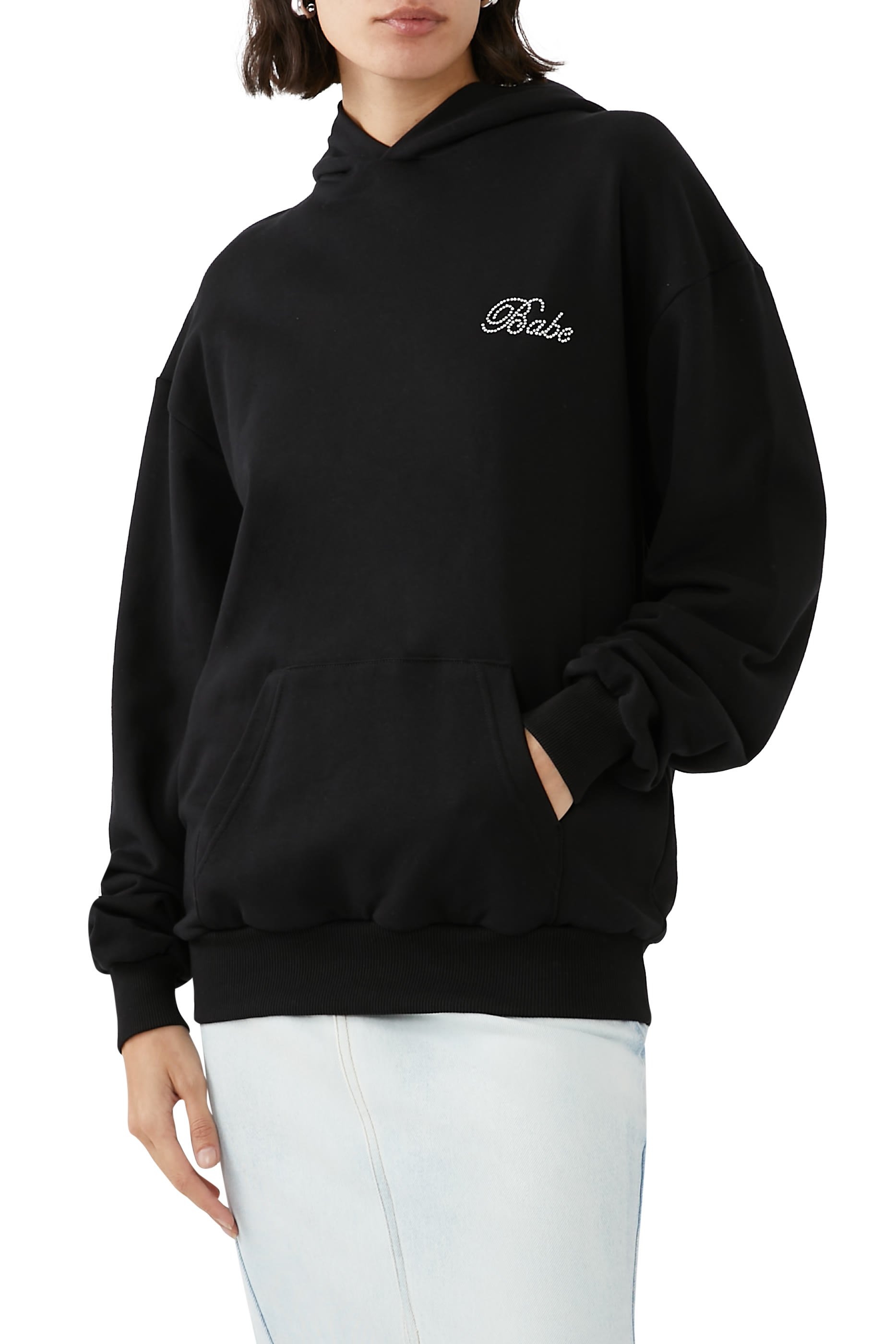 Rhinestone Writing Hoodie Sweatshirt