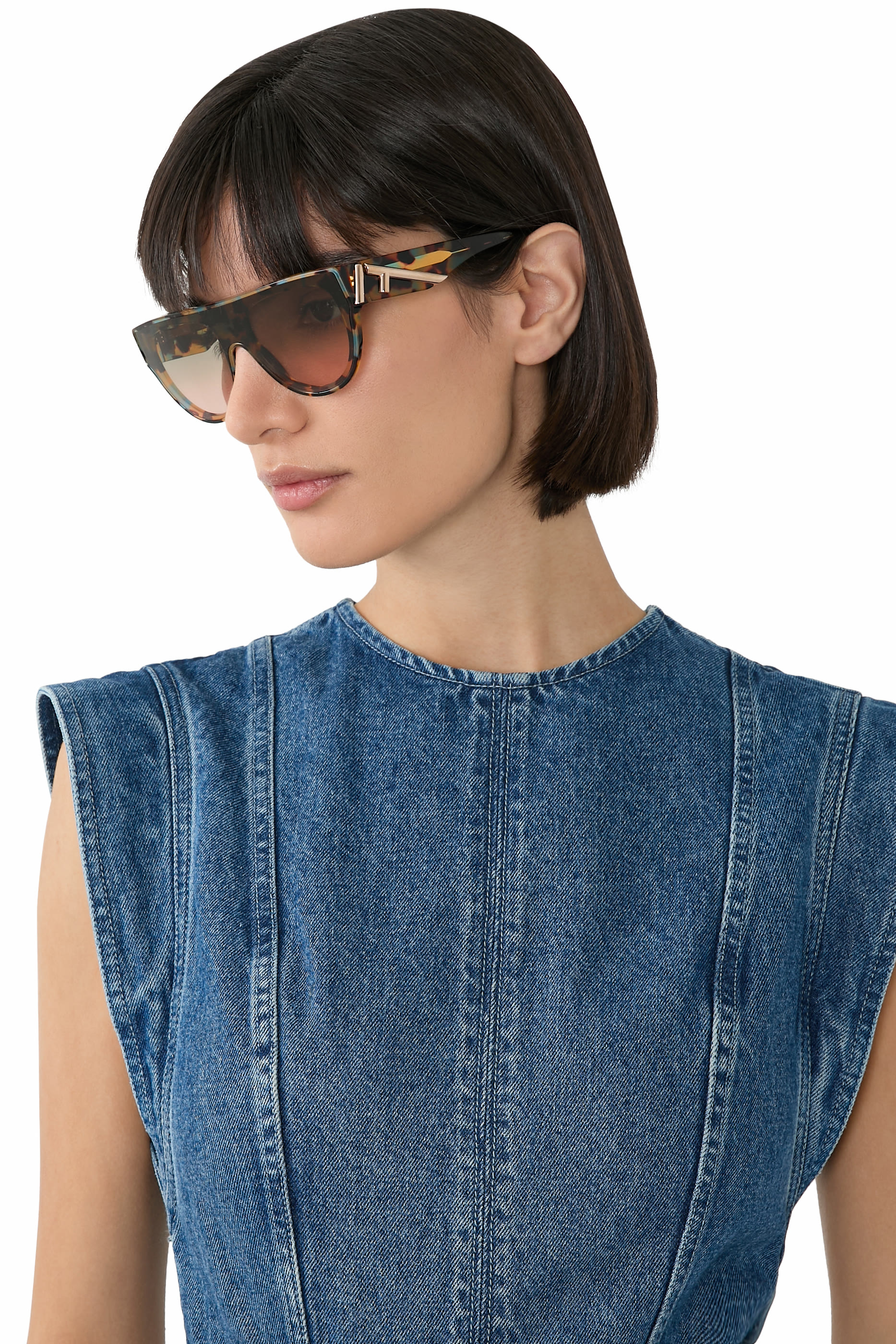 Fendi First Acetate Havana Geometric Sunglasses