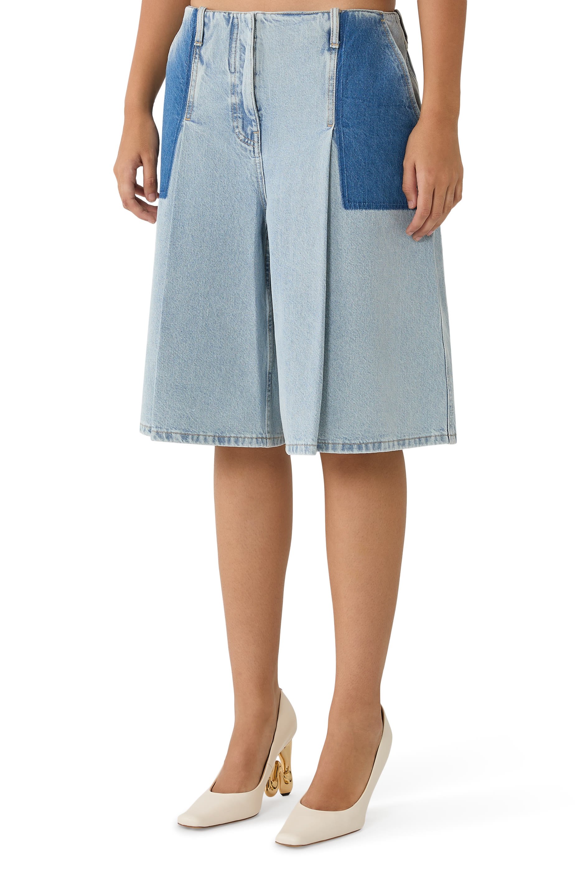 Ghost Patch Denim Bermuda Shorts