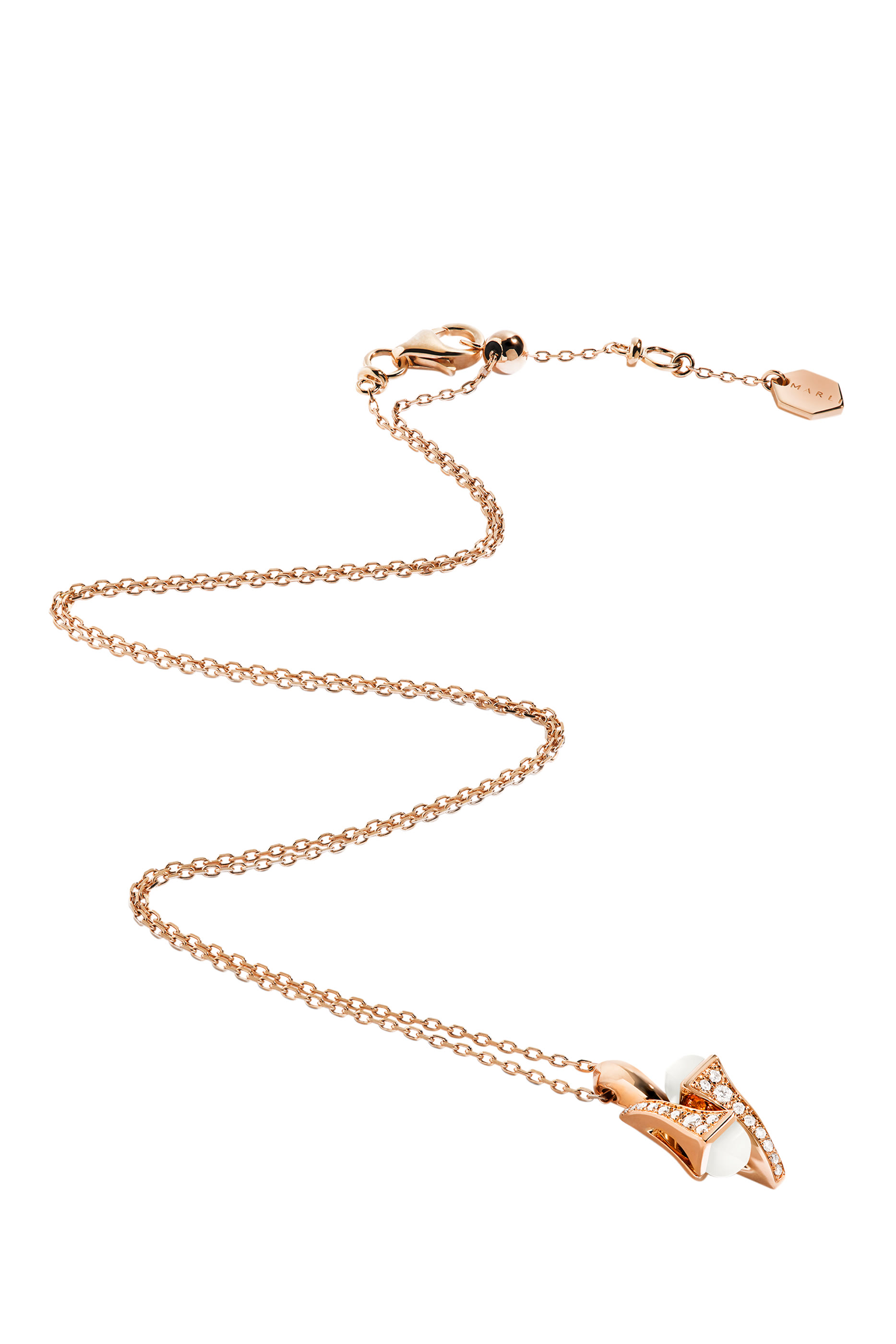Cleo Huggie Pendant, 18K Rose Gold with Moonstone & Diamonds