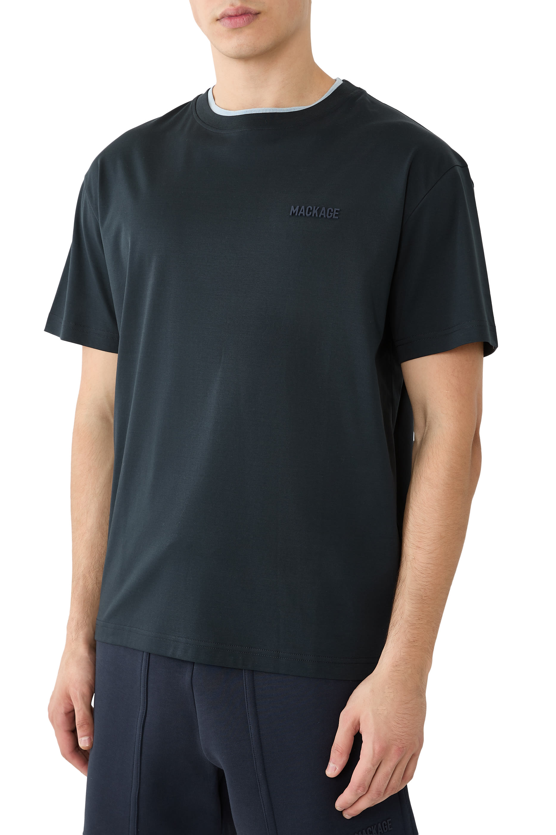 Tee-MNV Double Crewneck Collar T-Shirt 