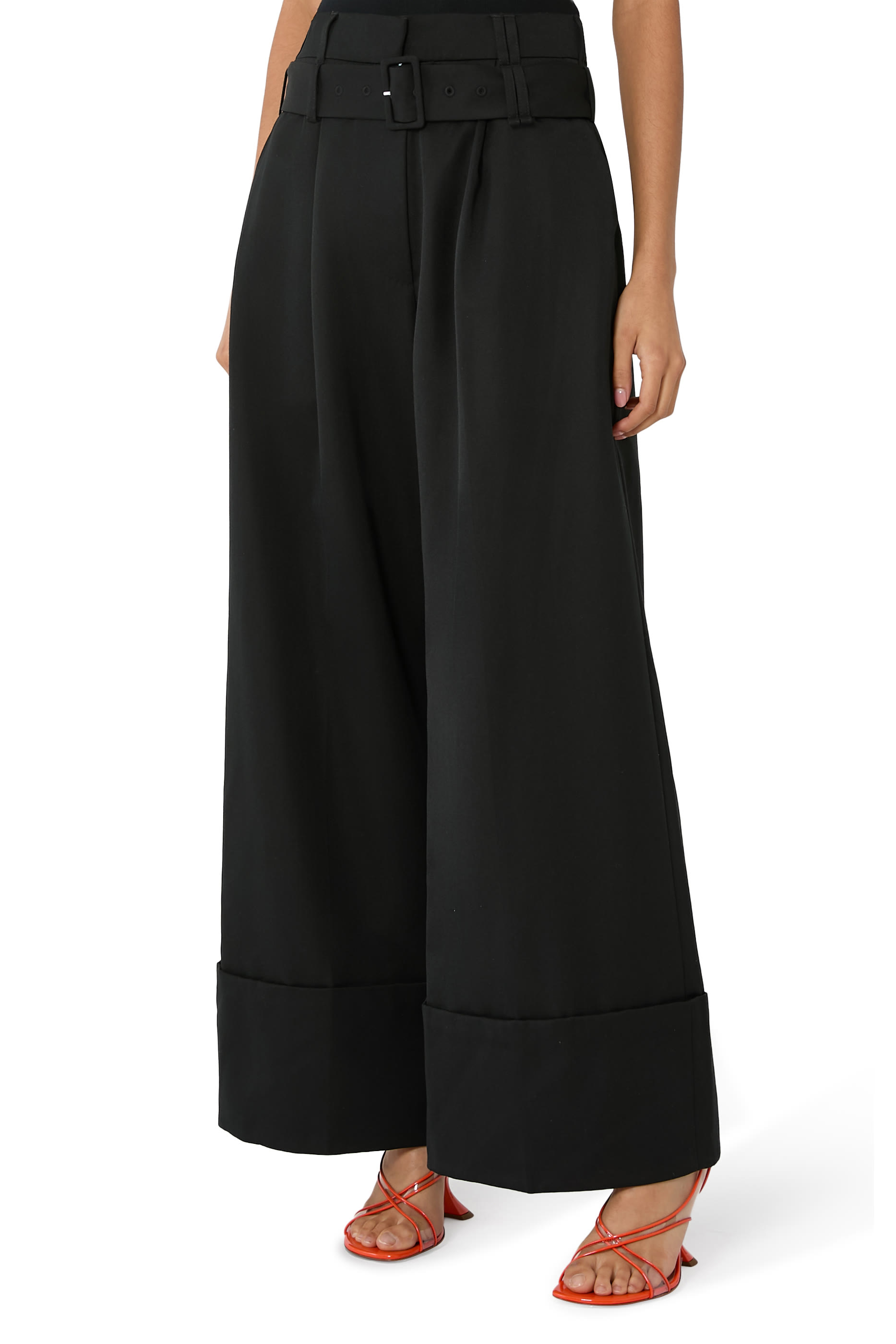 Multi Belt Loop Wide Leg Trousers