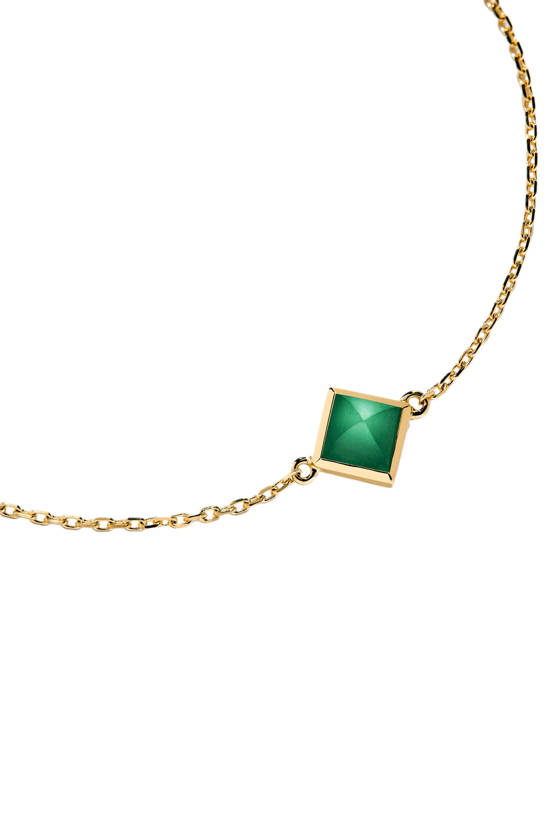 Cleo Pyramid Bracelet, 18k Yellow Gold & Green Agate