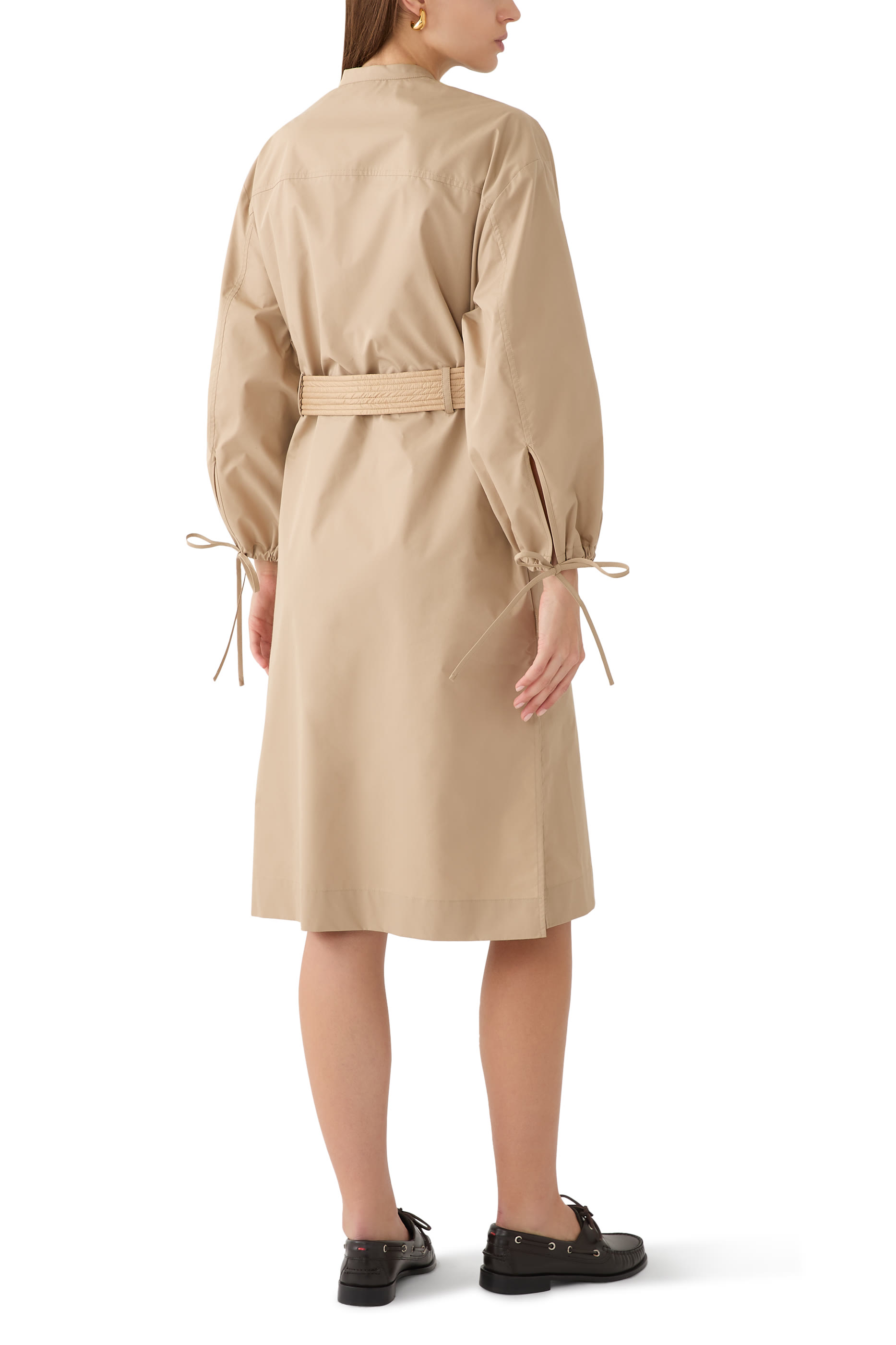 Belted Poplin Midi Dress 