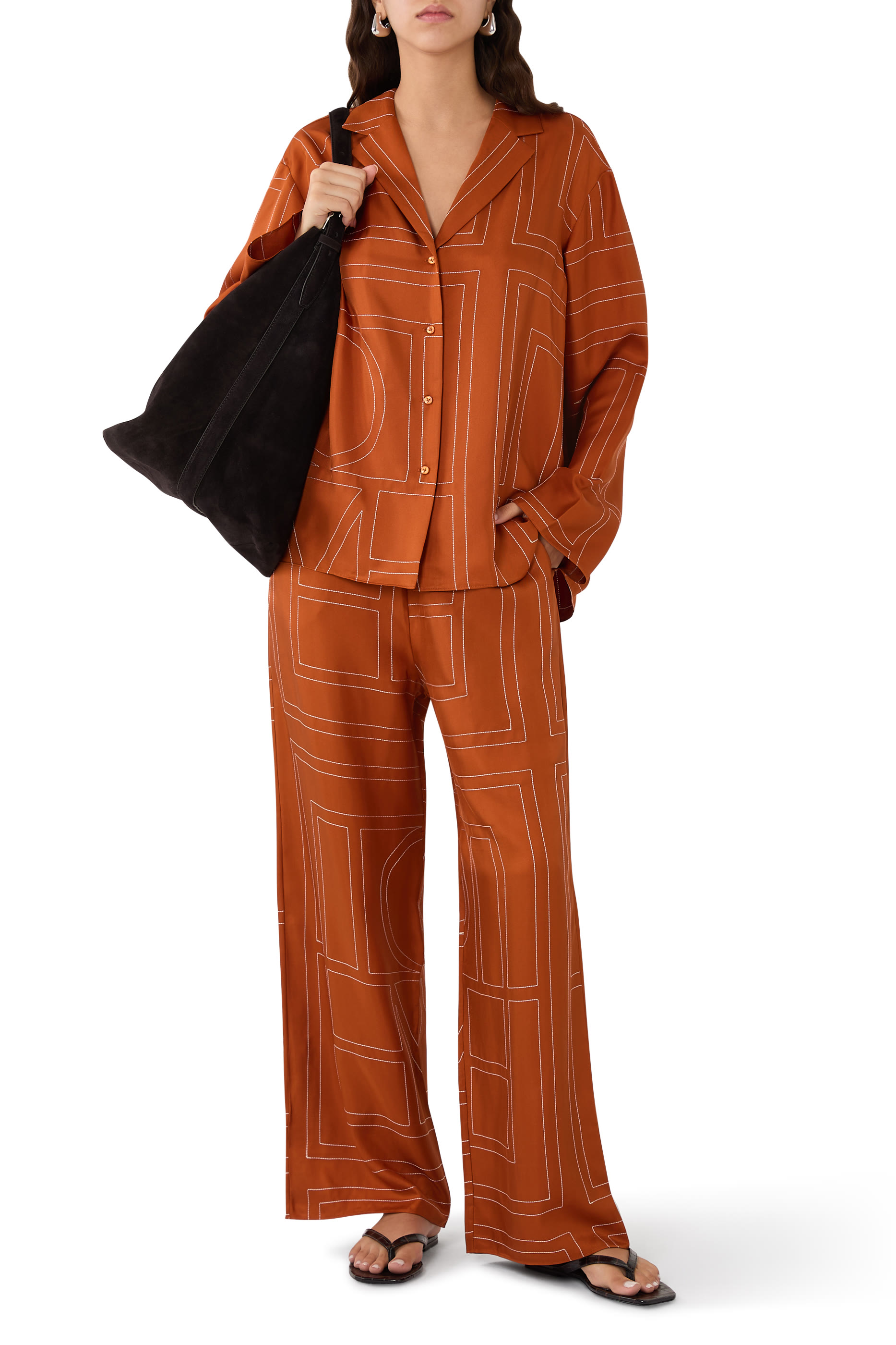 Monogram Silk Pajama Bottoms