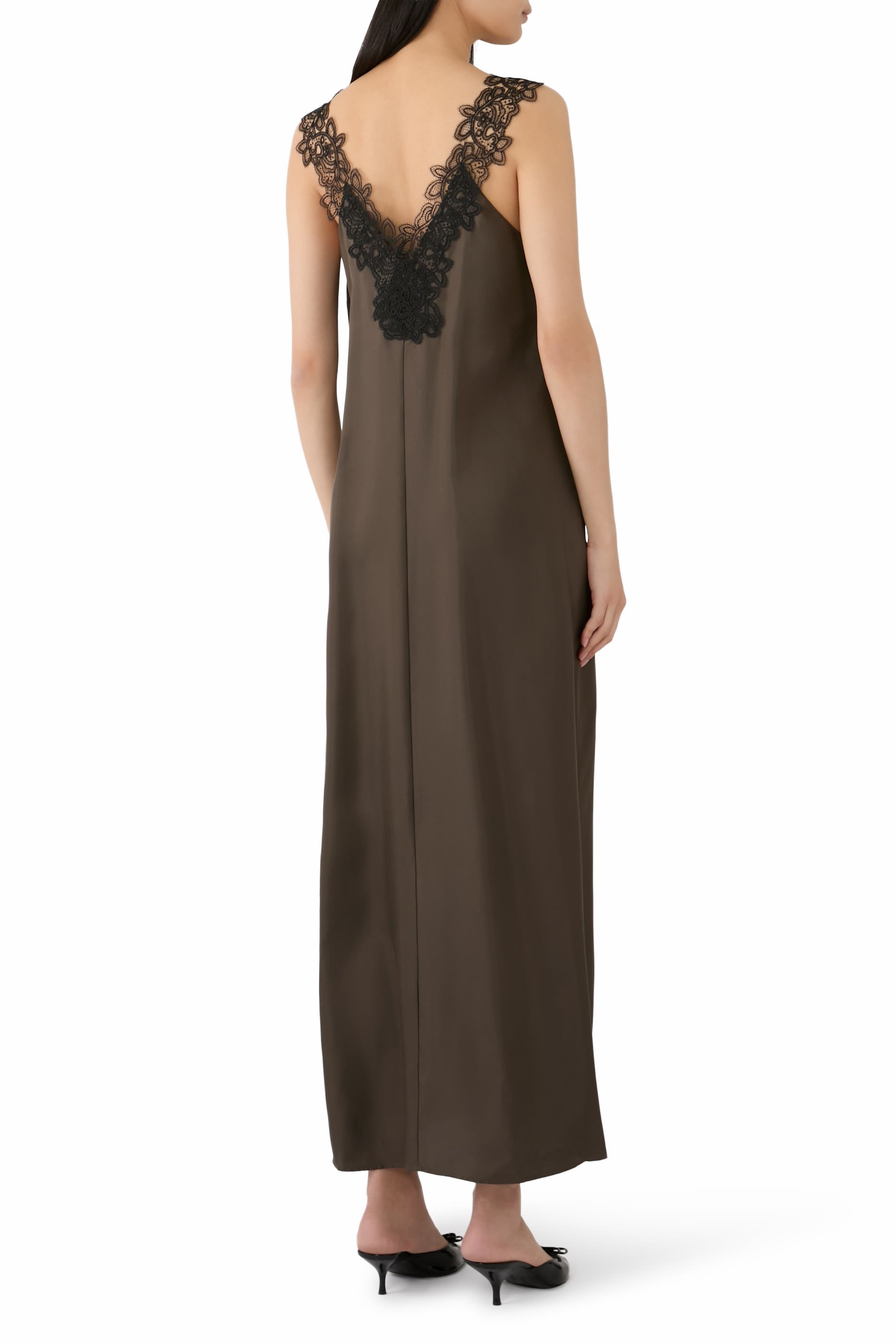 V-Neck Silk Maxi Dress 