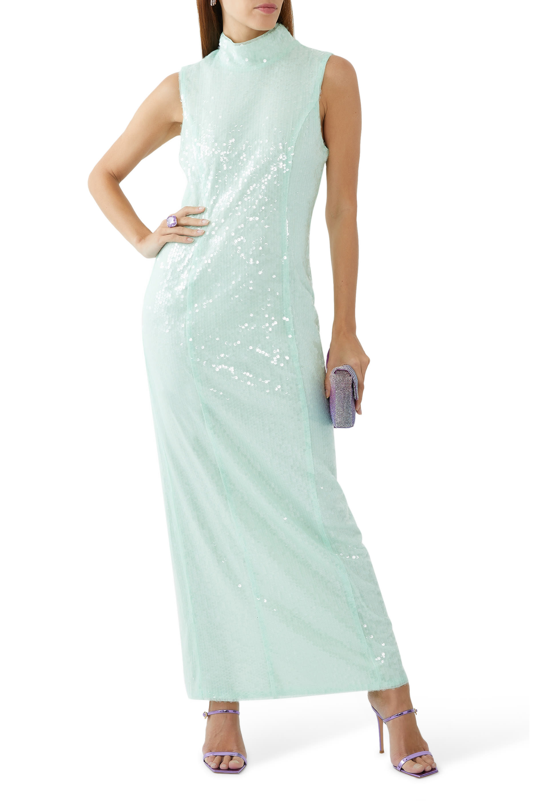 Sequins Slit Midi Dress