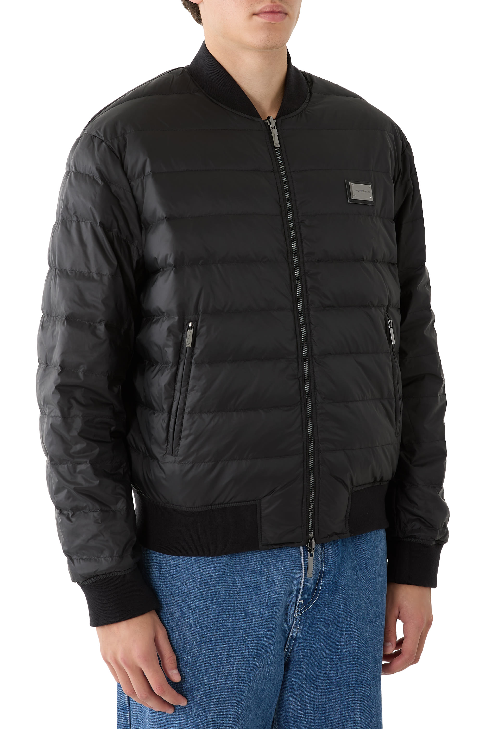 Logo Flocking Down Blouson Jacket