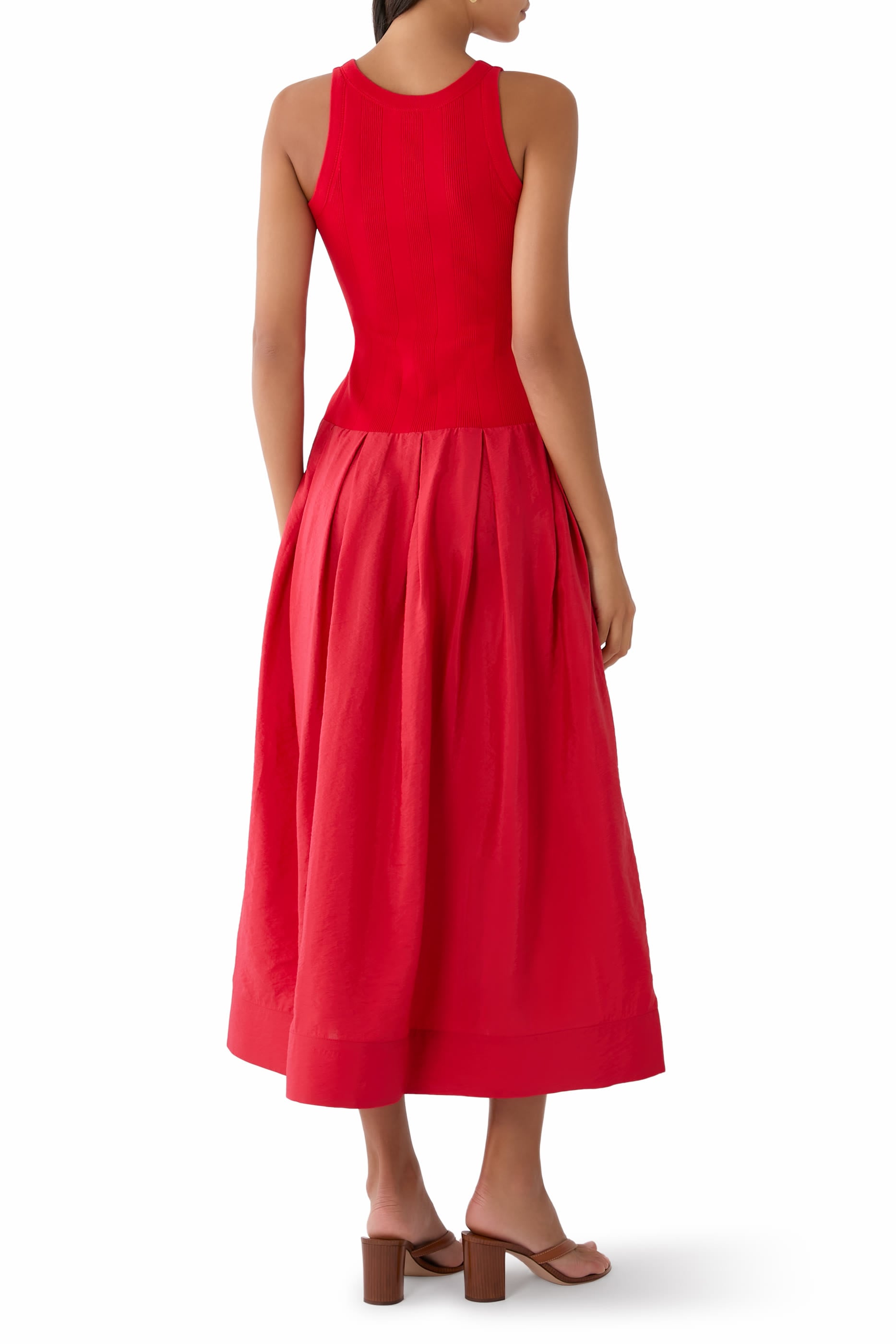  Knit Bodice Midi Dress
