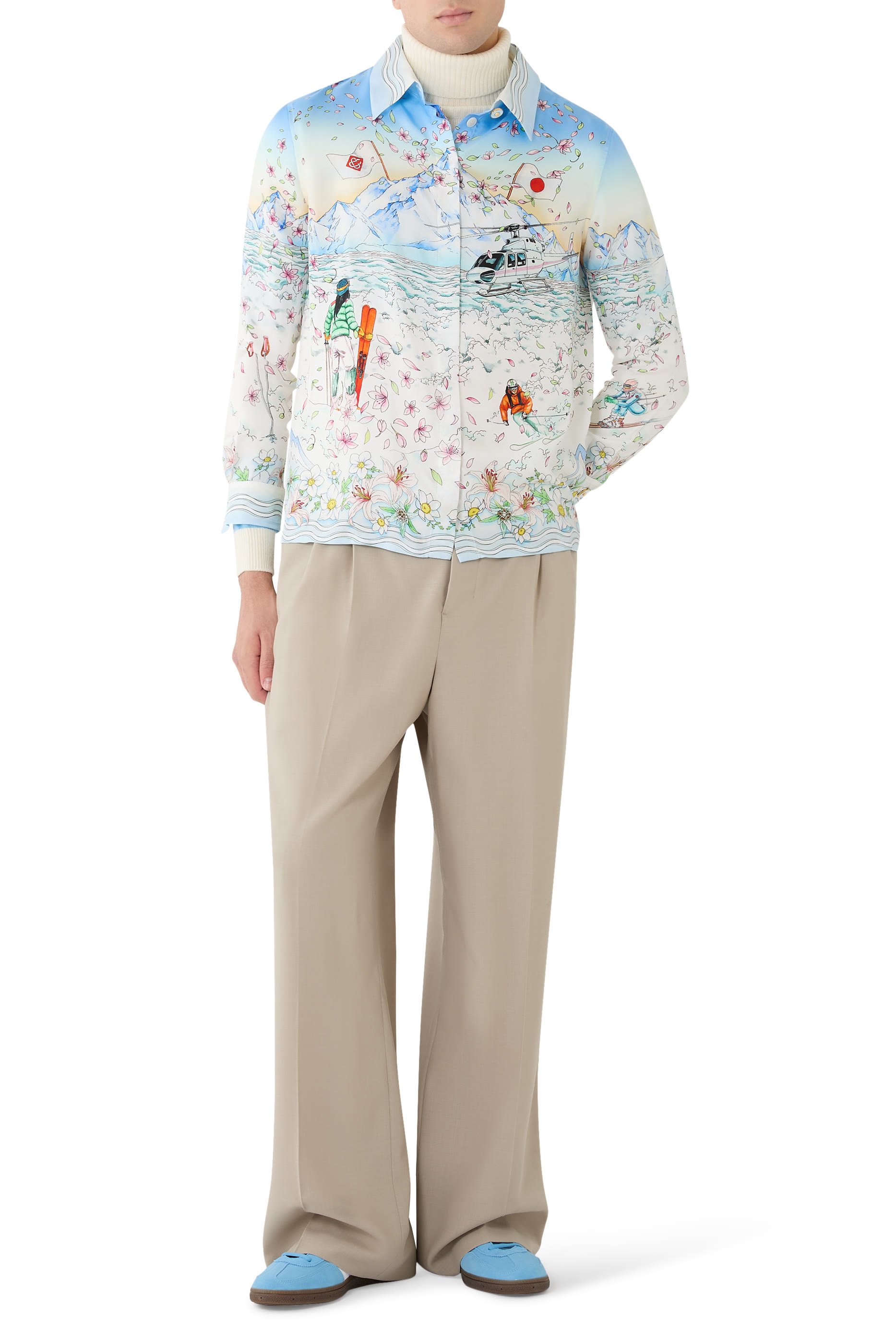 L'Hiver Fleuri Long Sleeve Silk Twill Shirt