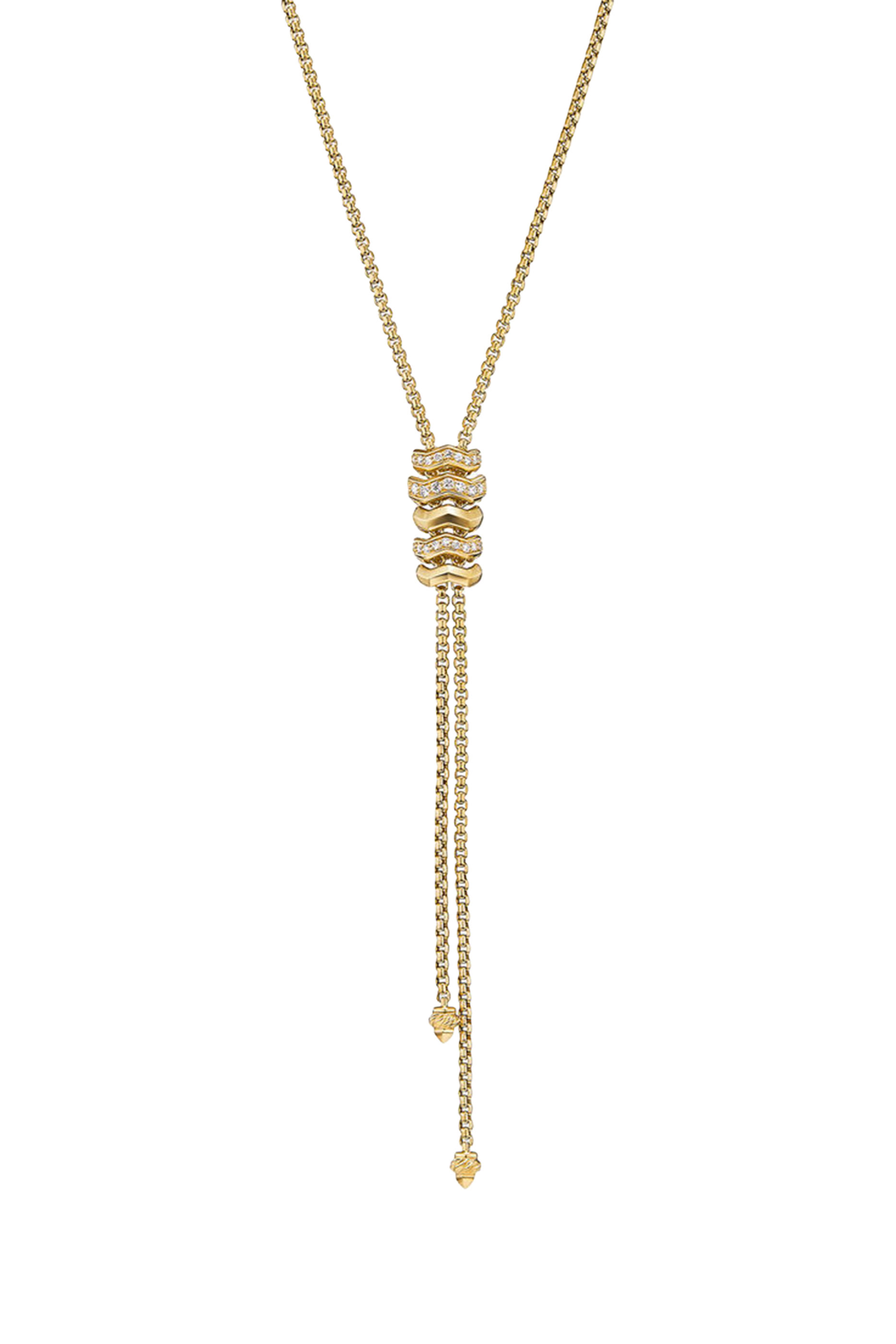 Zig Zag Stax Y Necklace, 18K Yellow Gold & Diamonds