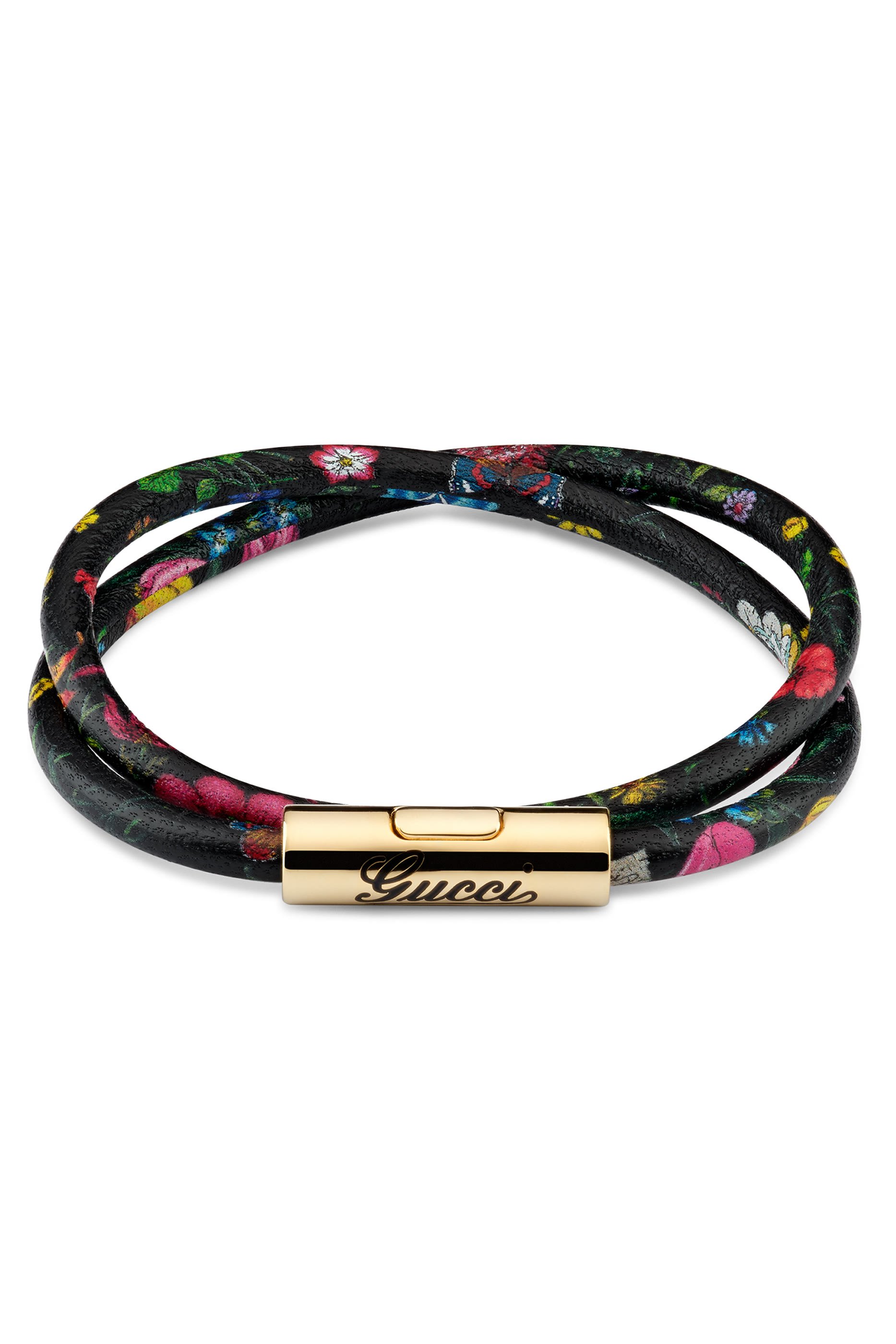  Leather Double Bracelet with Logo Script