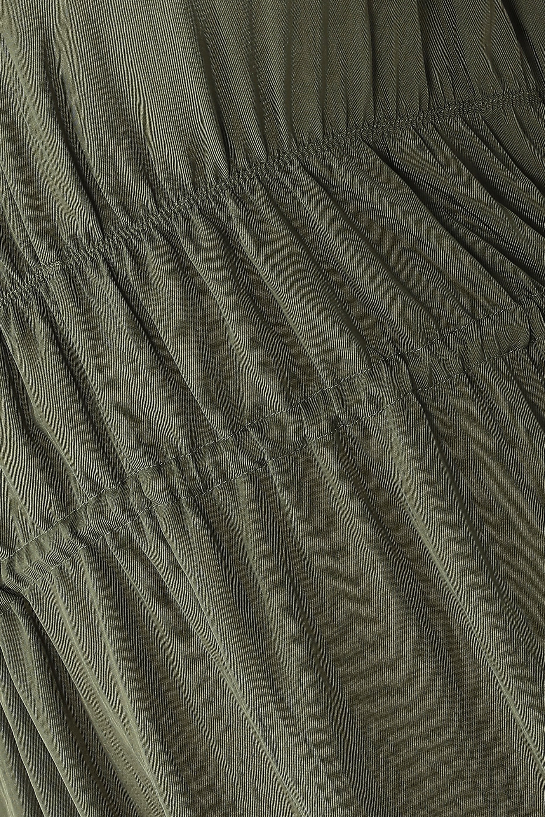 Gathered V-Neck Dress in Washed Twill