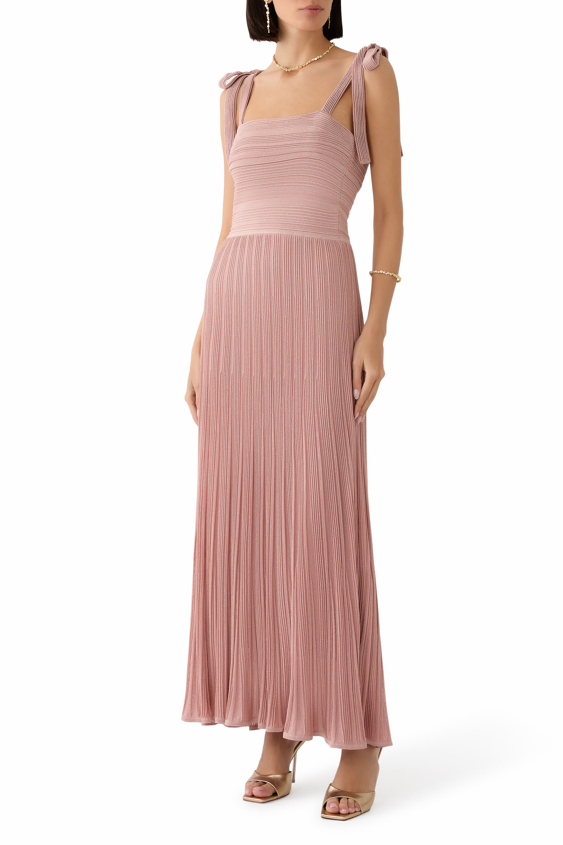 Lucky Metallic-Knit Maxi Dress