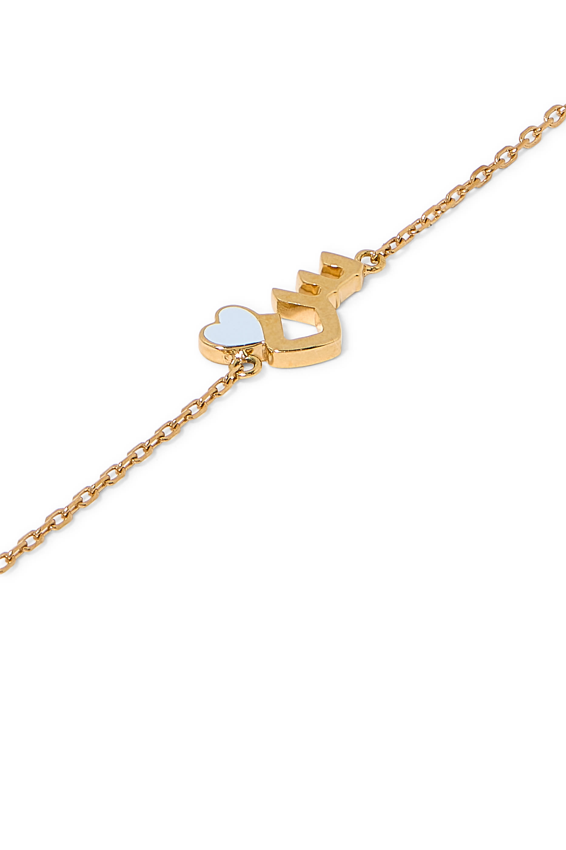 Kids Tiny Bling Heart Letter Seen Bracelet,, 18k Yellow Gold & Enamel