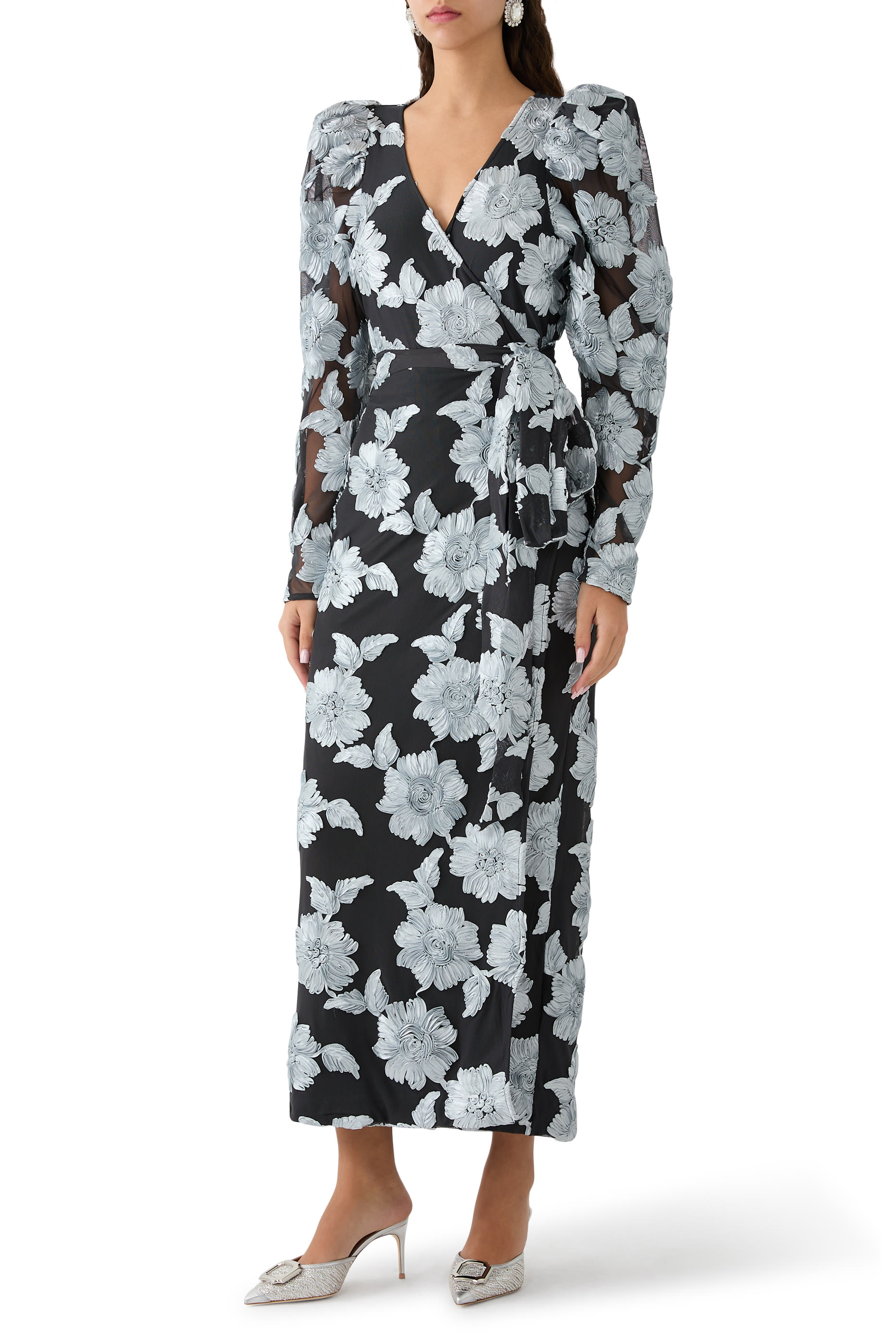 Floral Mesh Maxi Dress