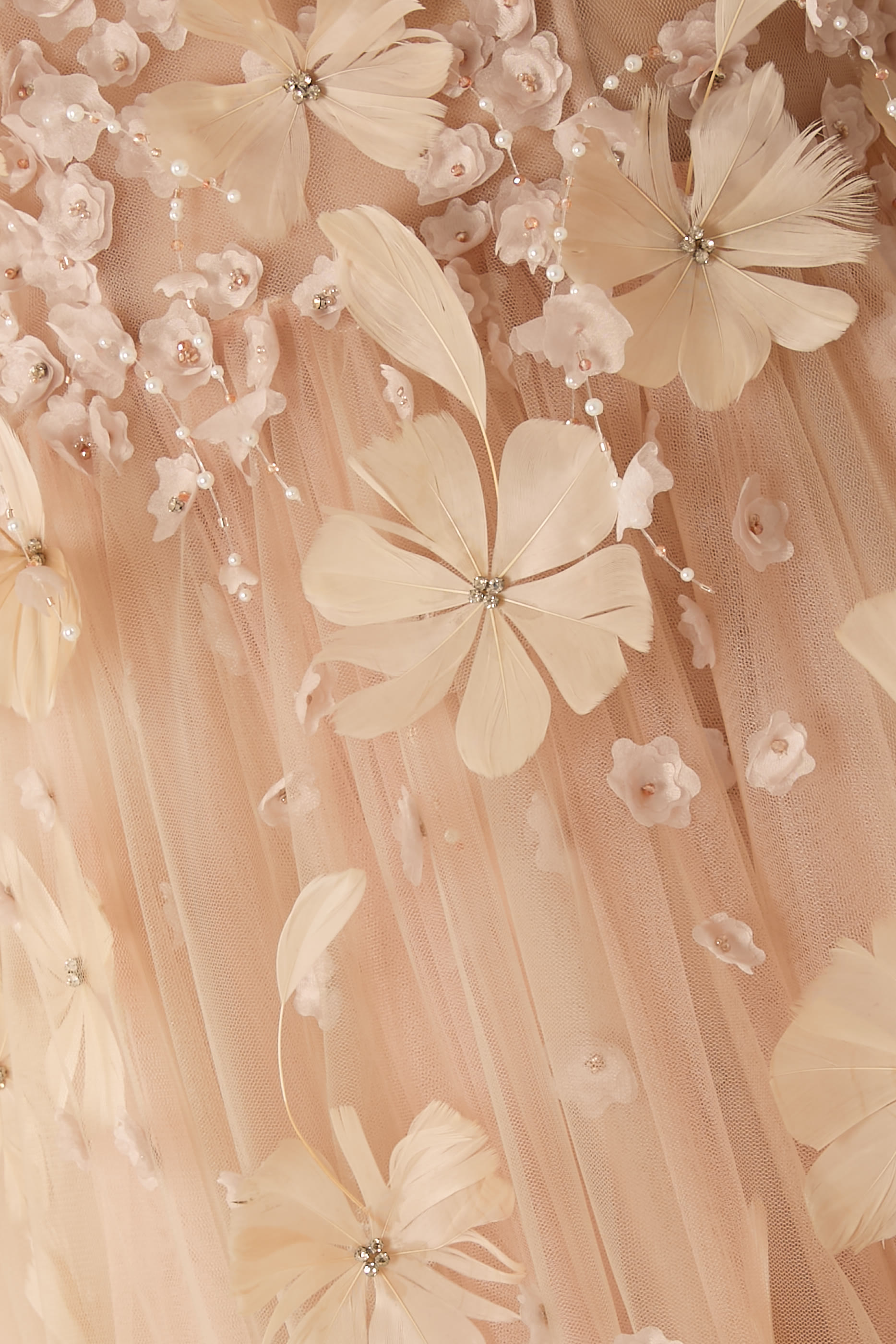 Strapless Floral Gown with Cape 