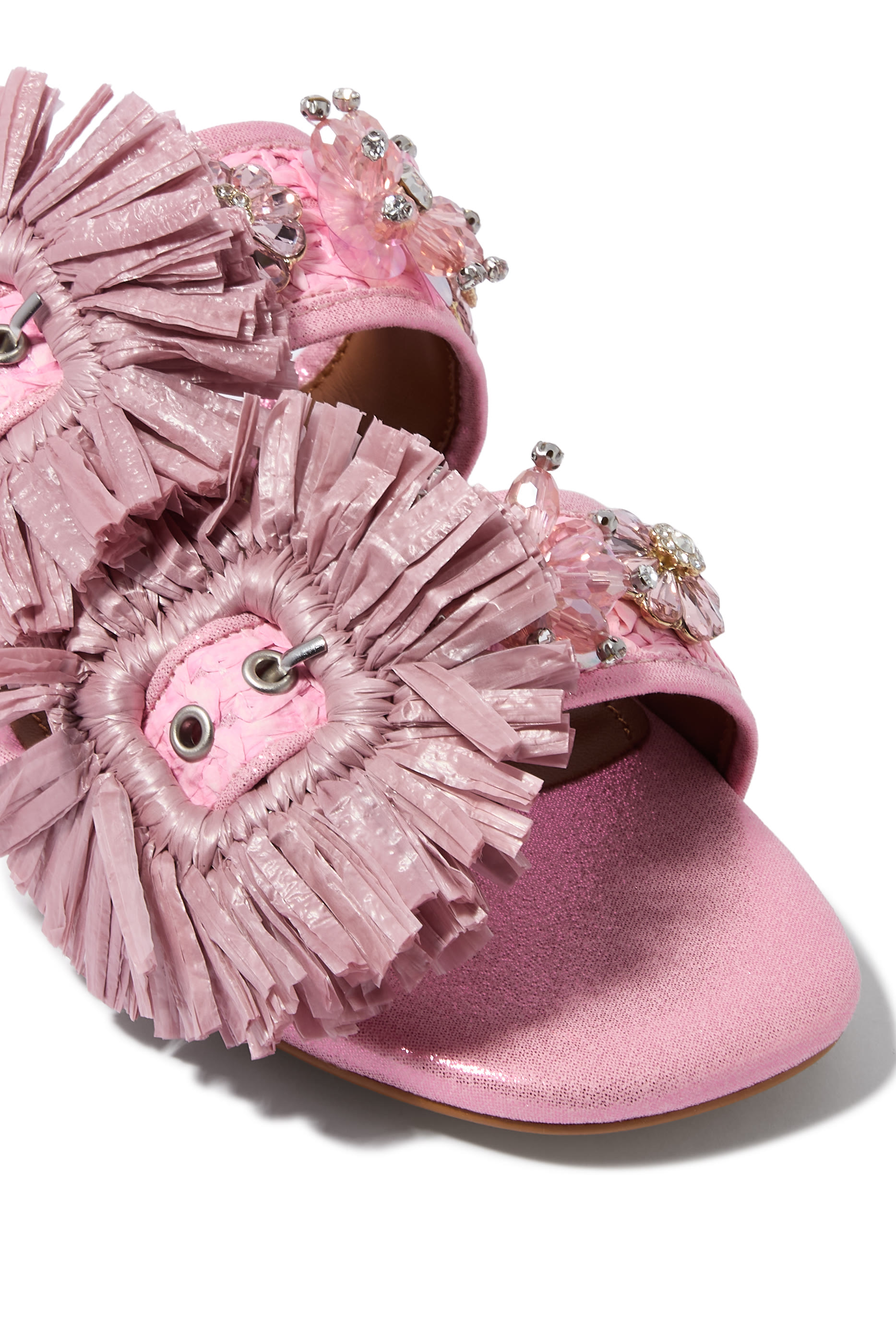 Raffia Buckle Flat Sandals