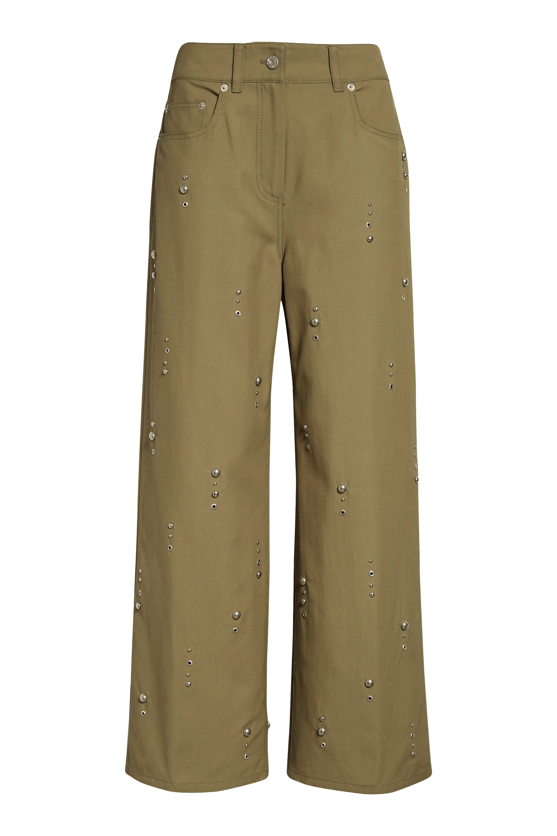 Stud Embellished Wide-Leg Pants