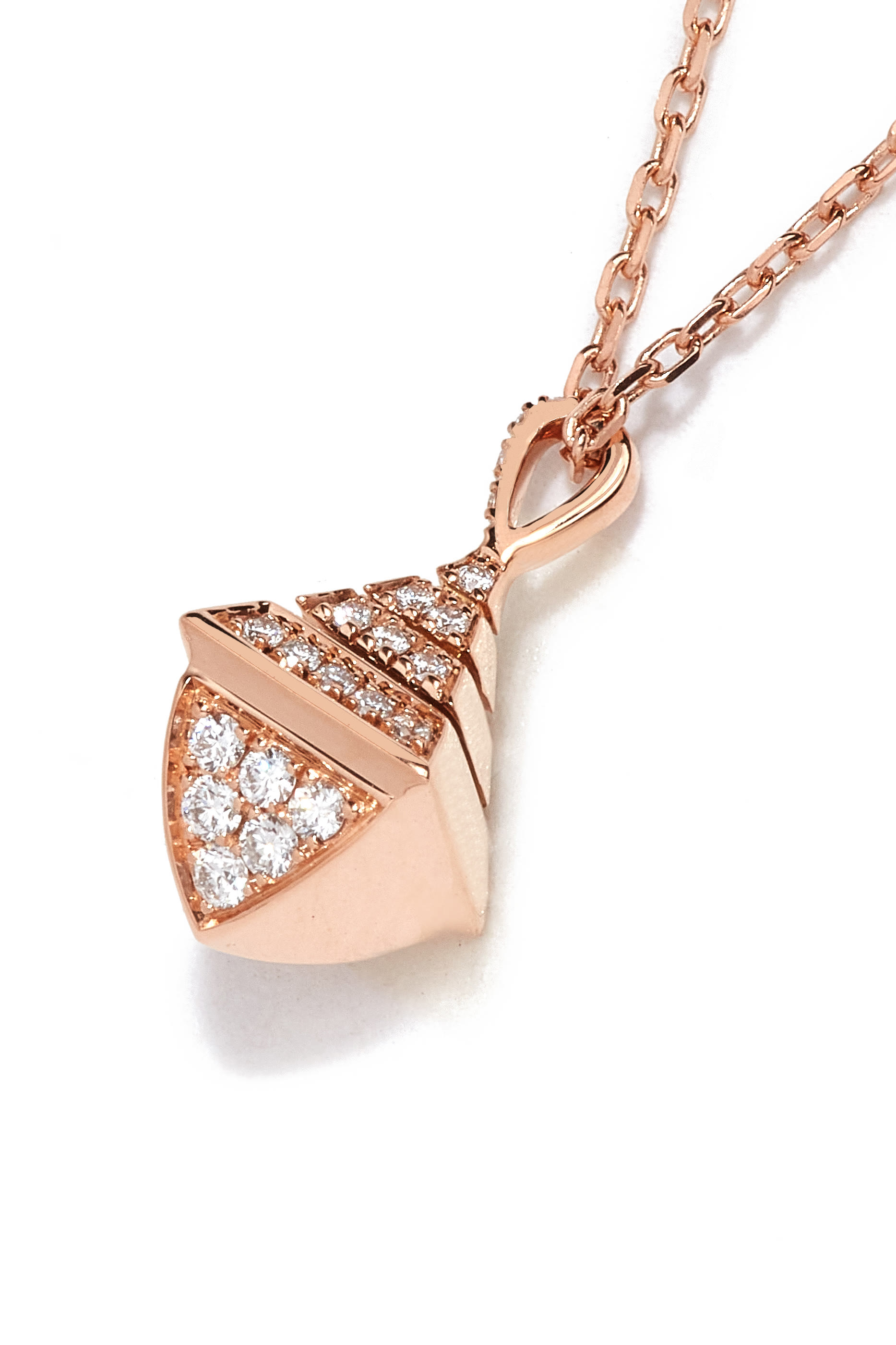Cleo Mini Rev Pendan, 18k Rose Gold with Full Diamonds