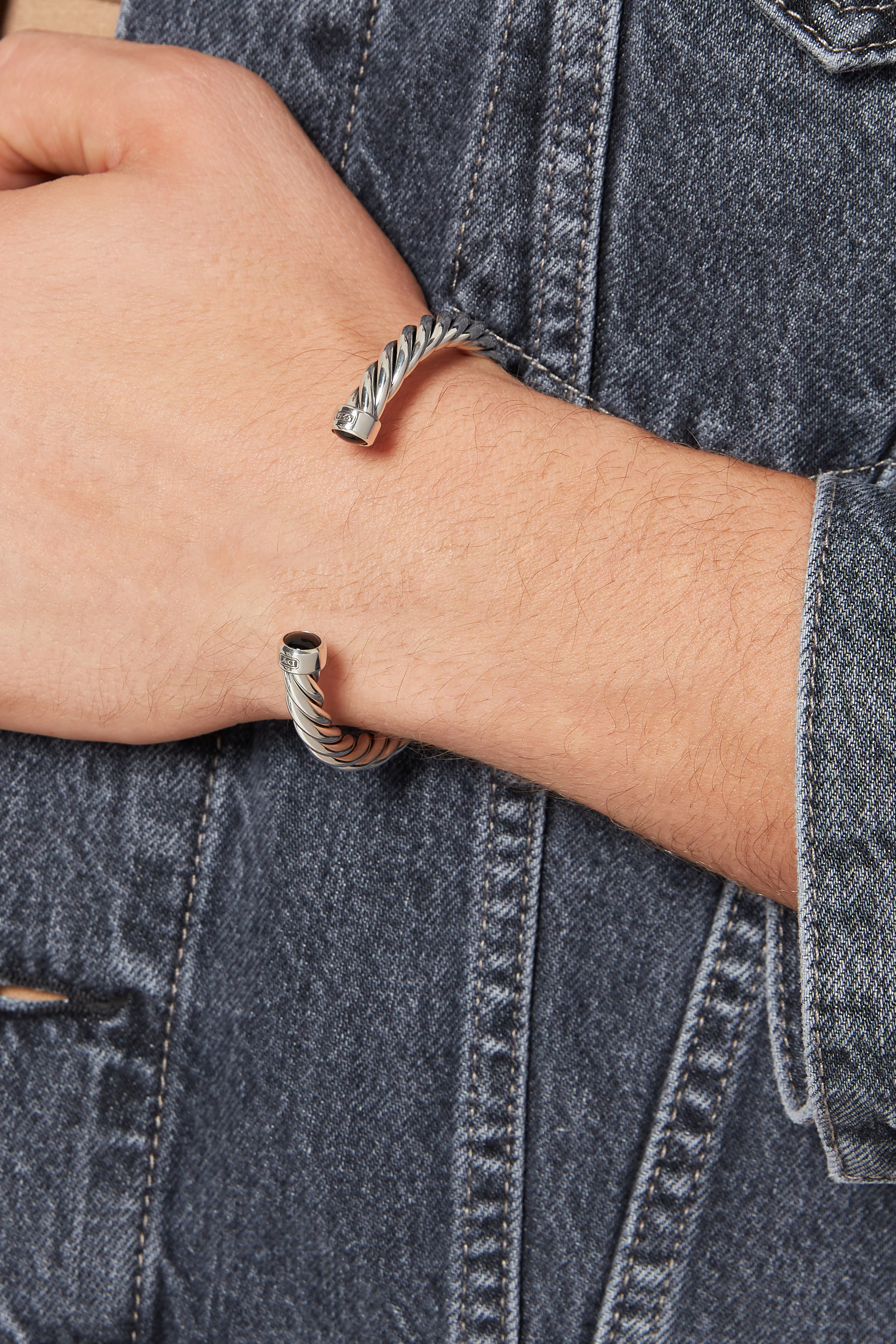 Cable Classic Black Diamonds Cuff Bracelet