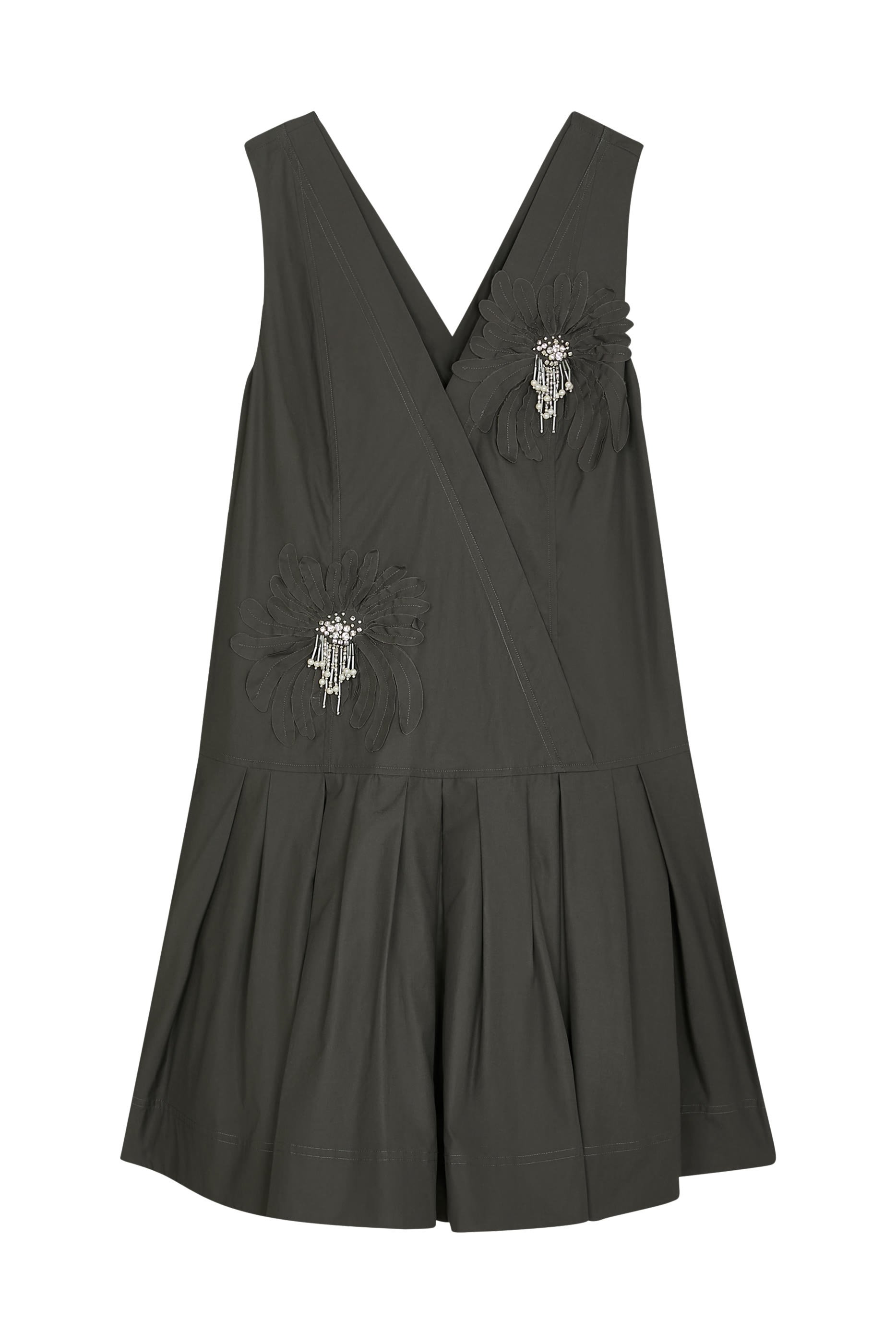 Draped Tank Dress With Floral Appliqu&eacute; 