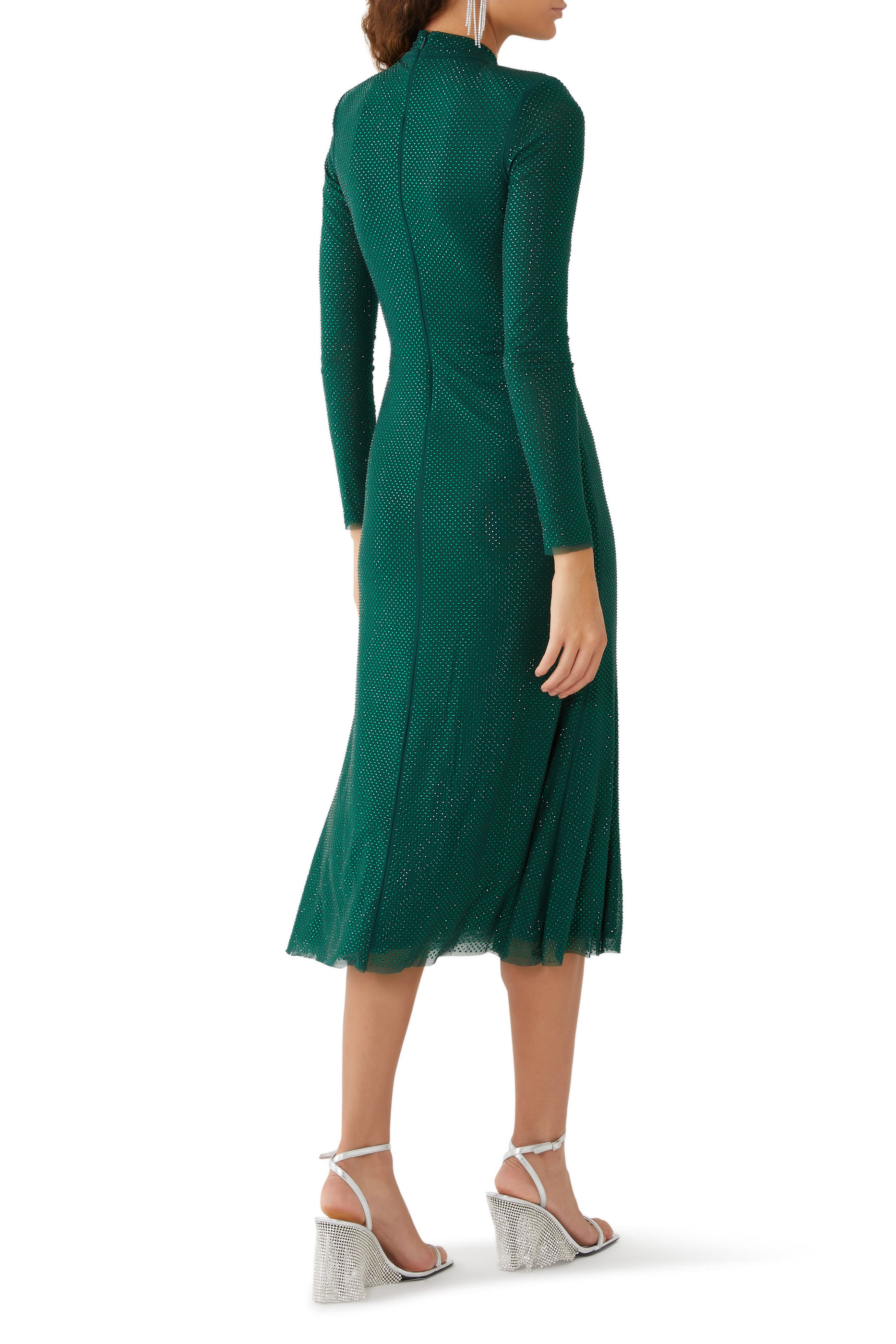 Rhinestone Mesh Midi Dress