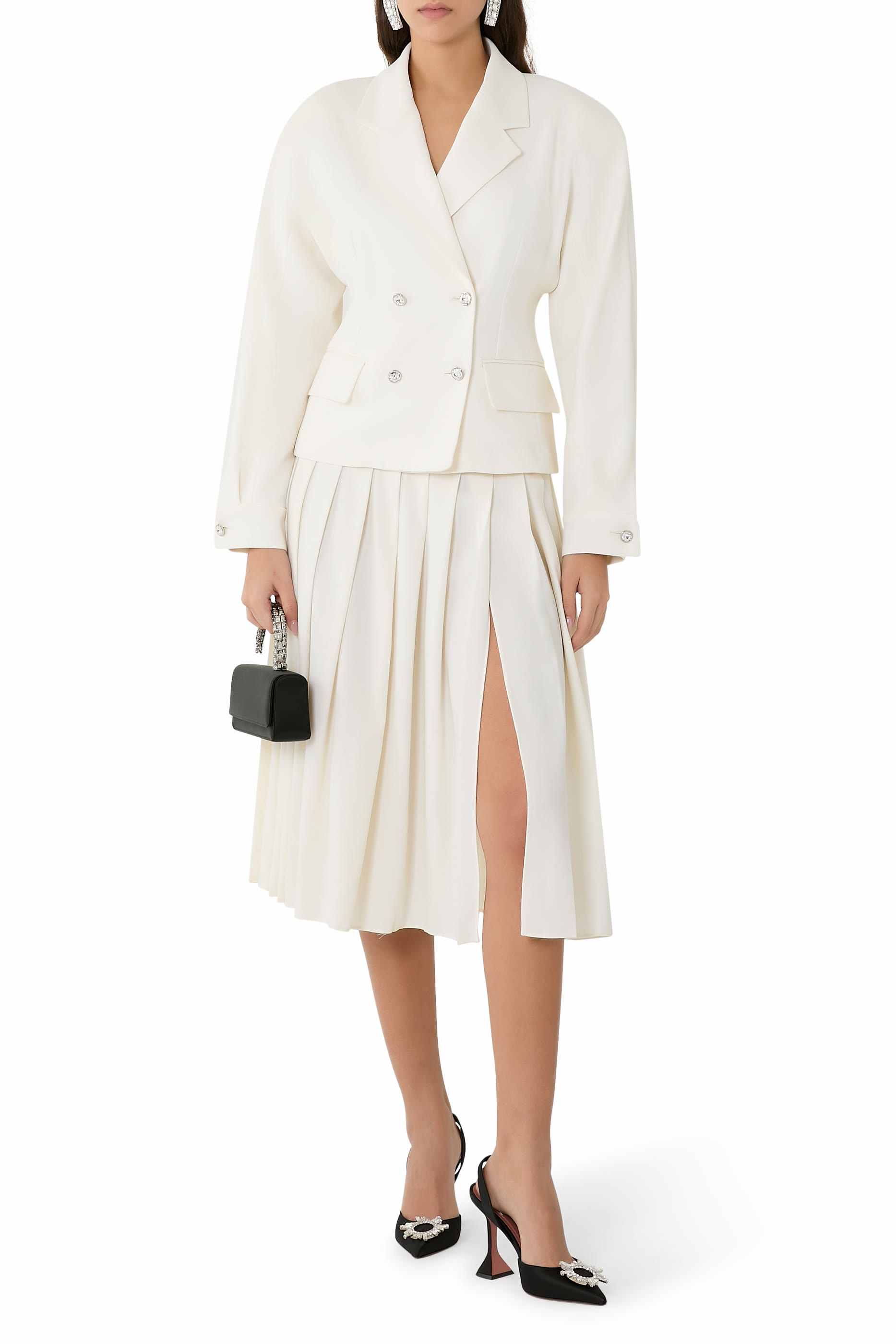 Wool Crepe Pleated Skirt