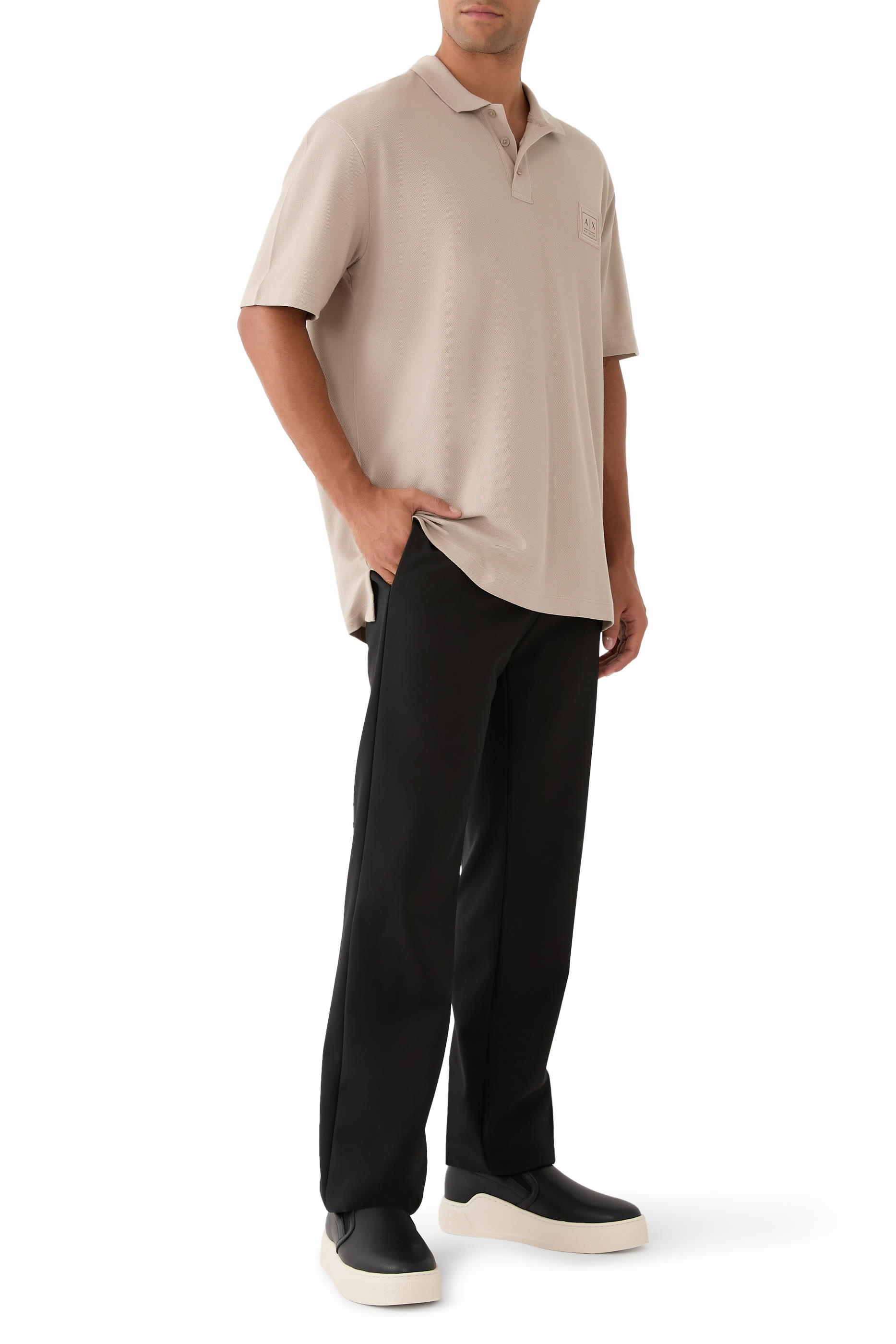 AX Logo Half-Zip Polo Shirt