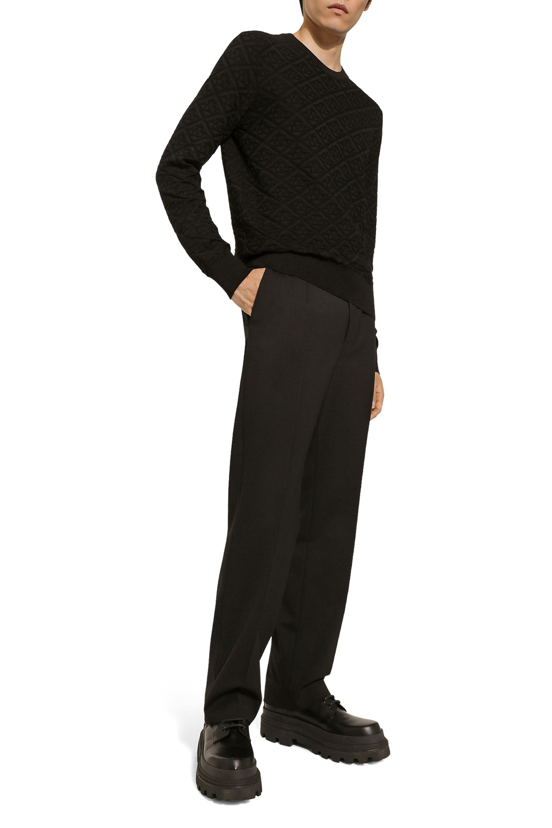 All-Over DG Logo Silk Round-Neck Sweater