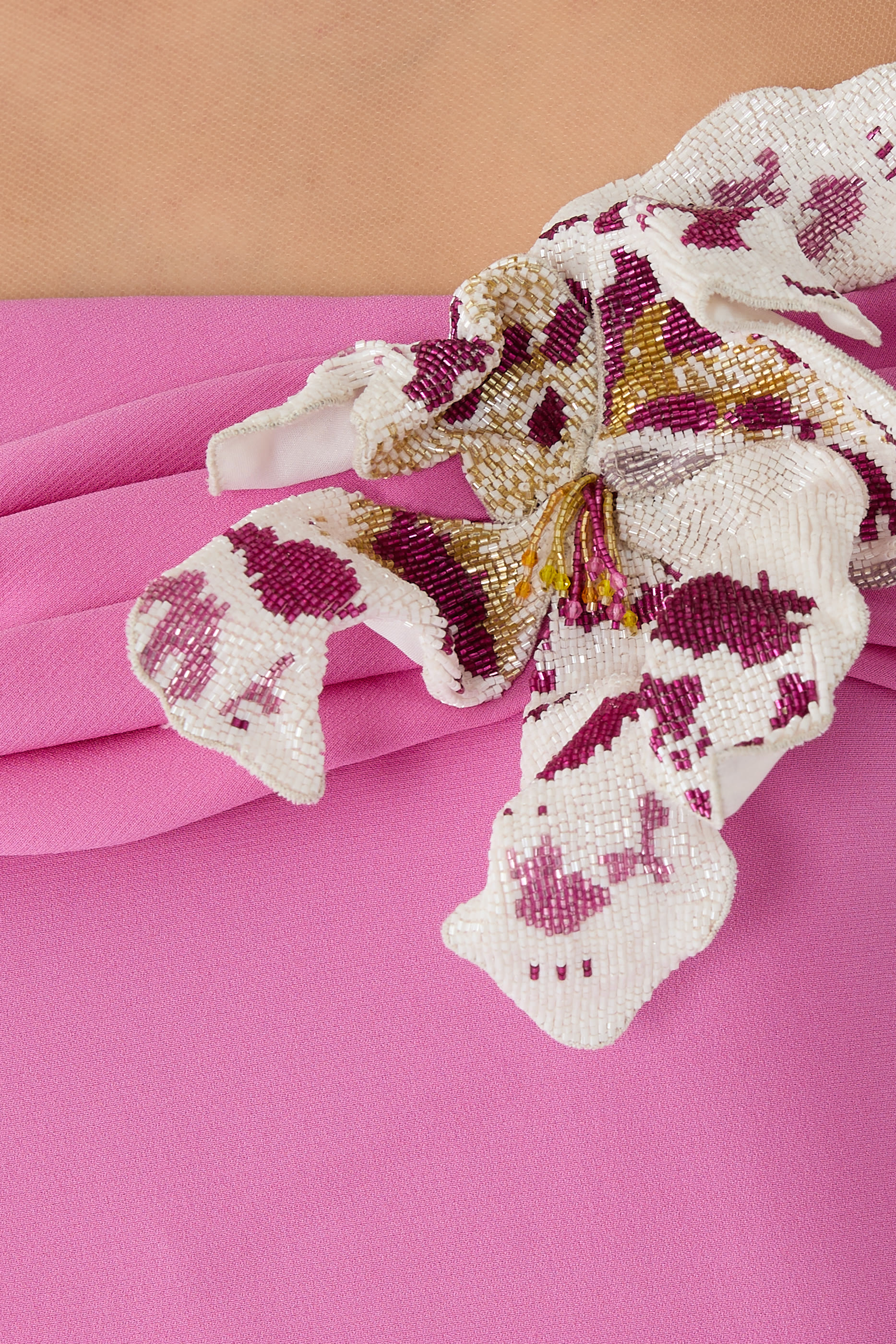 Watercolor Orchid Off-Shoulder Dress