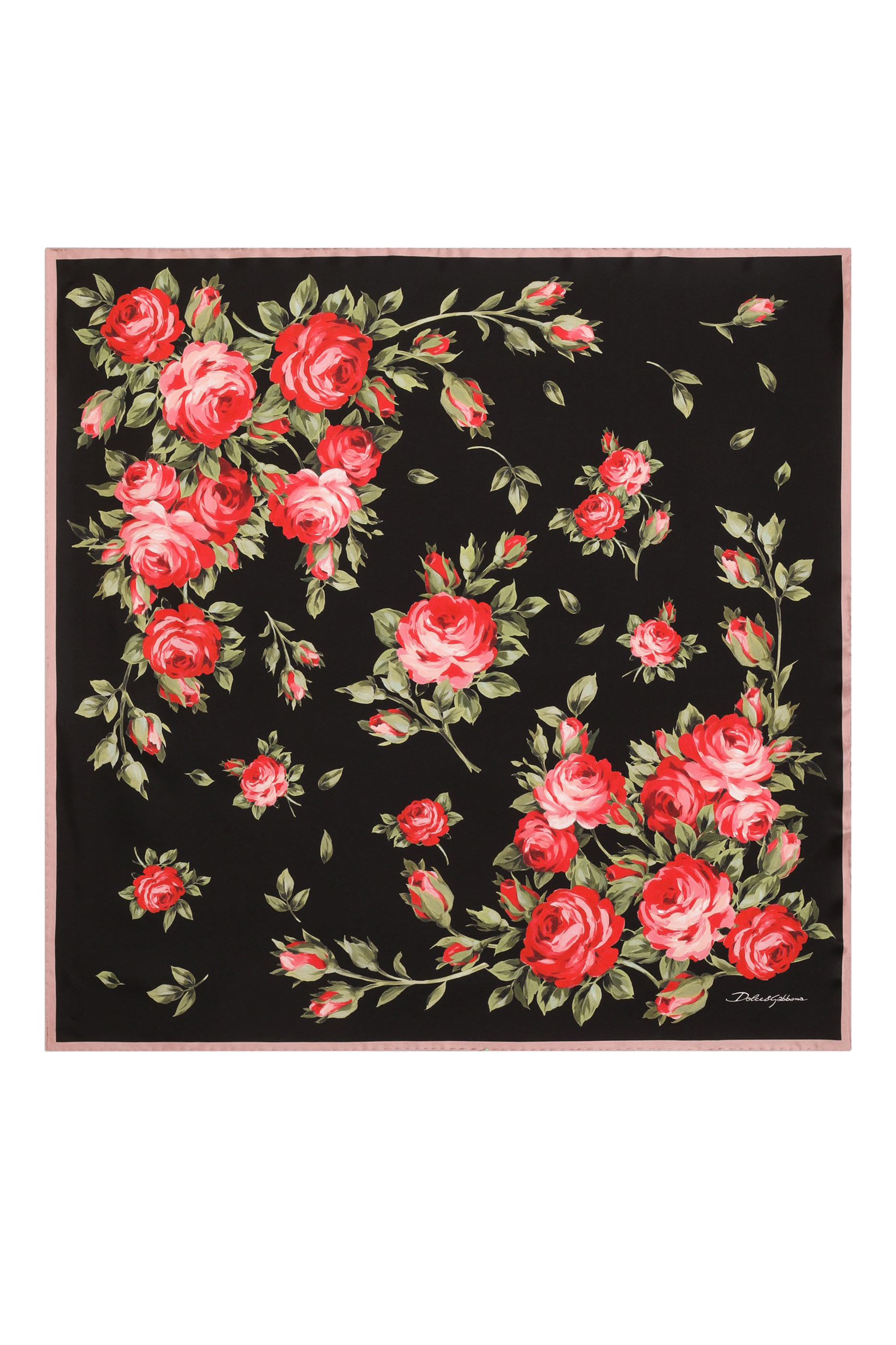Rose Bouquet-Print Silk Twill Scarf