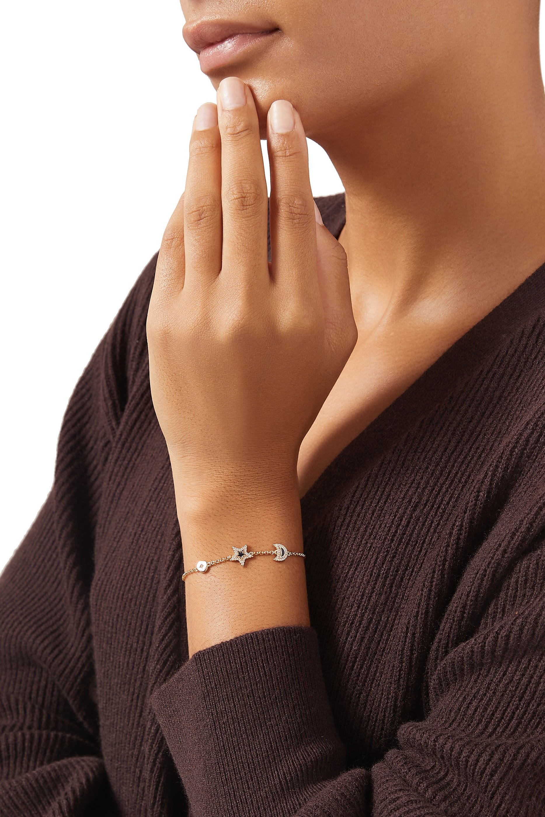 Star Moon Charm Bracelet, Brass