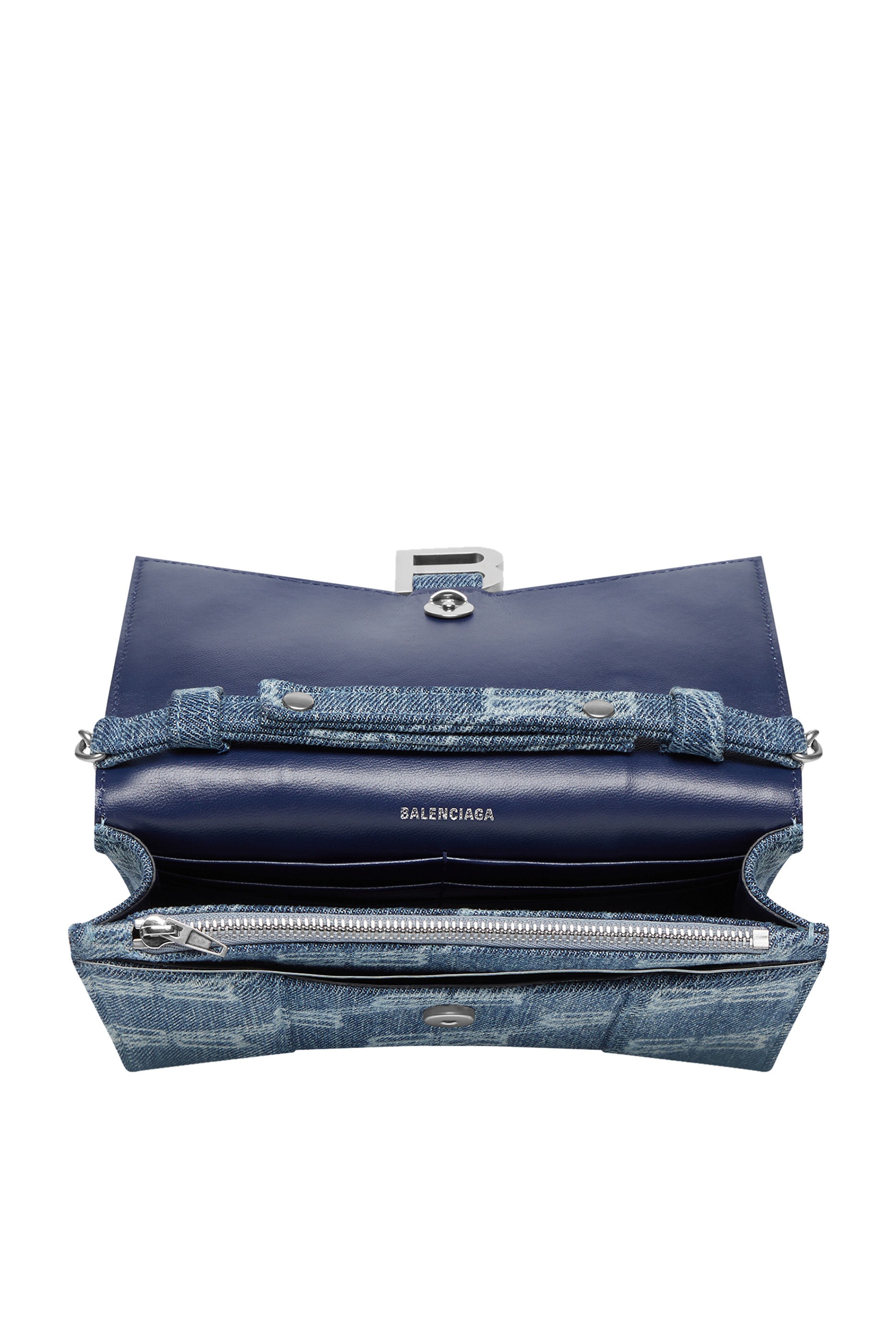 Denim Hourglass Wallet With Chain