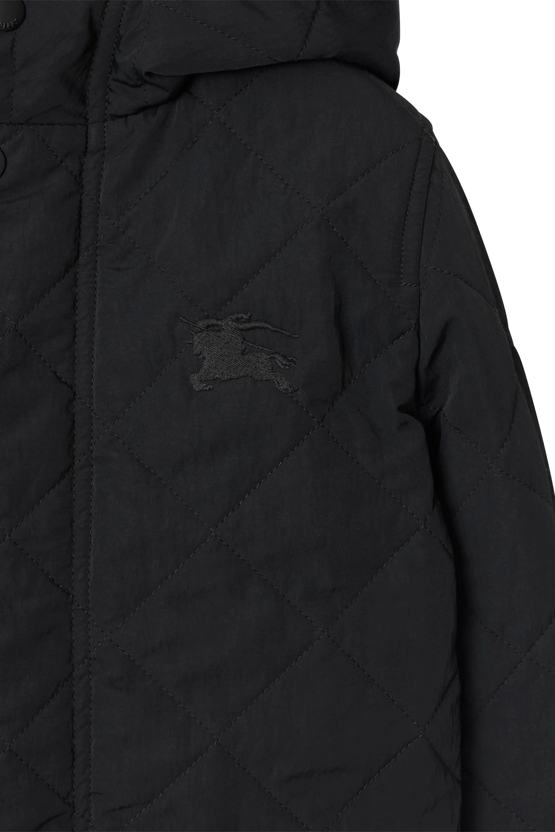 Kids Quilted Nylon Hooded Coat 
