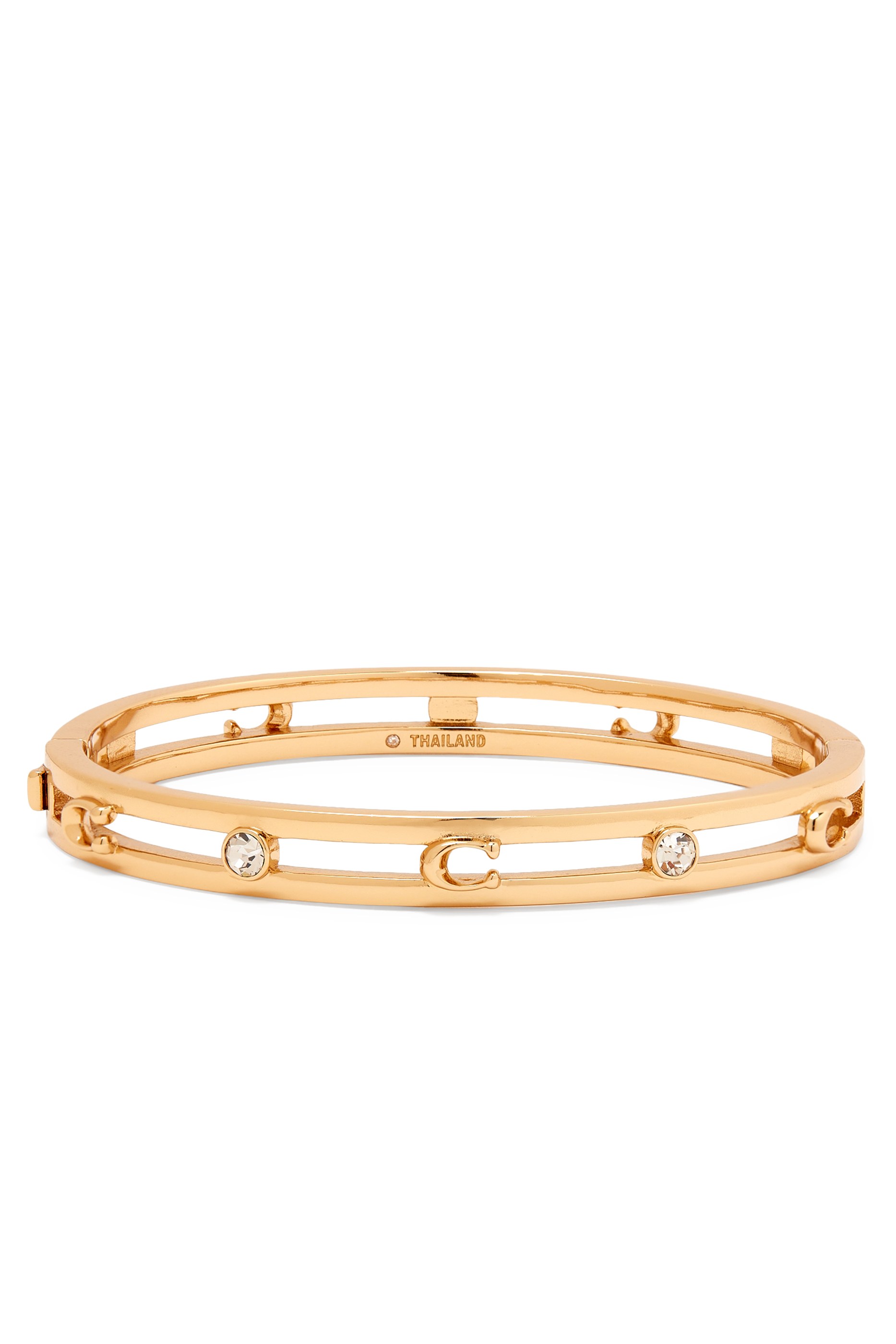 Signature C Open Bangle Bracelet, Brass