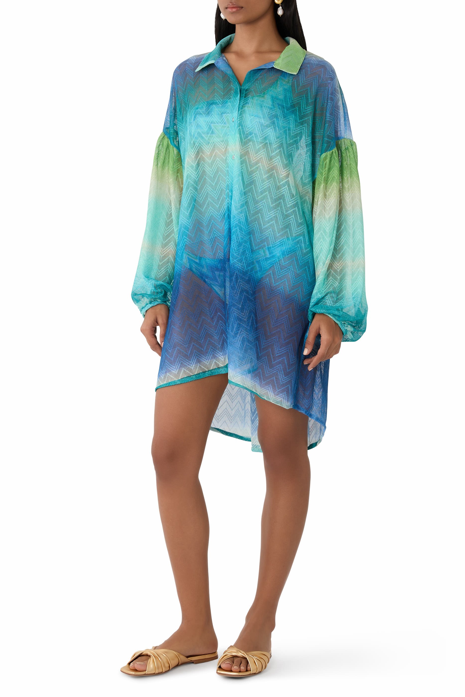 Zigzag Oversized Semi-Sheer Shirt