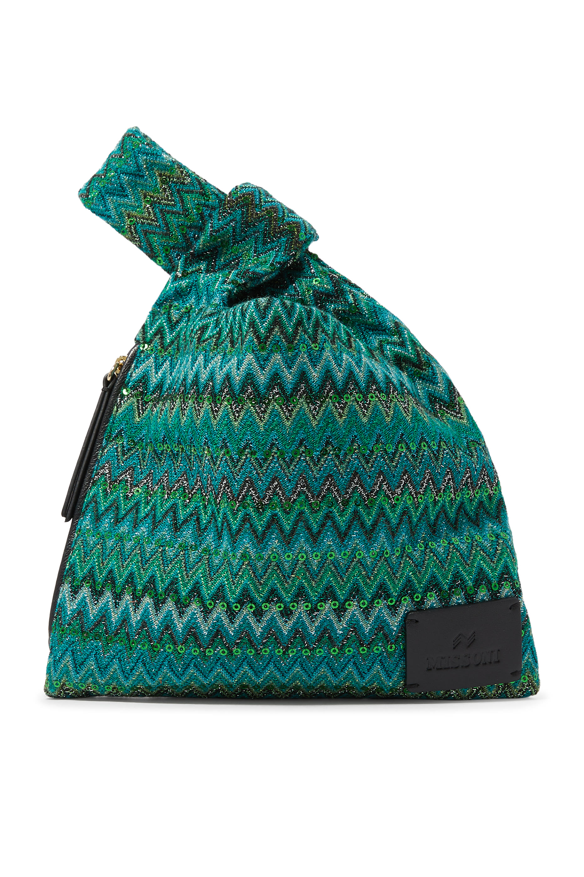 Exclusive Chevron Raschel Sequinned Knot Bag