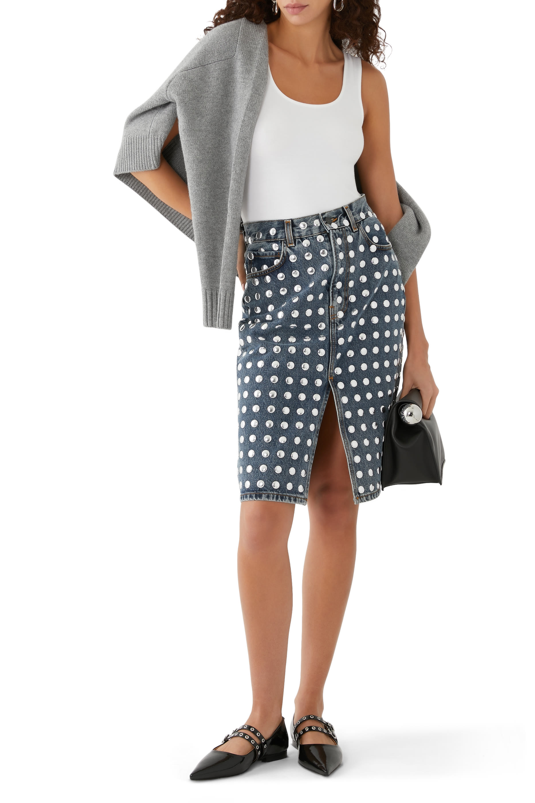 Stormy Studded Midi Skirt