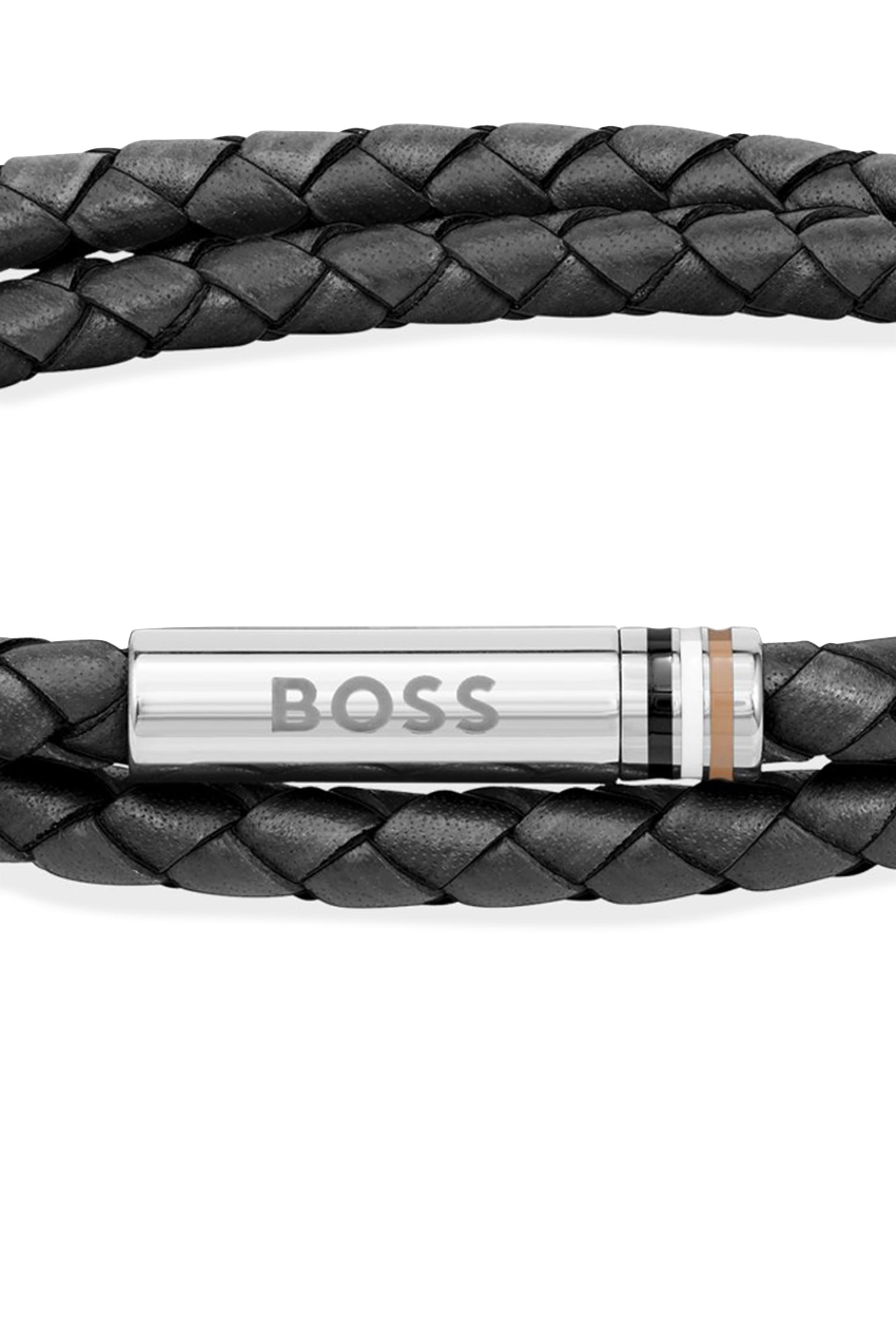 Ares Double-Wrap Cuff, Leather & Stainless Steel